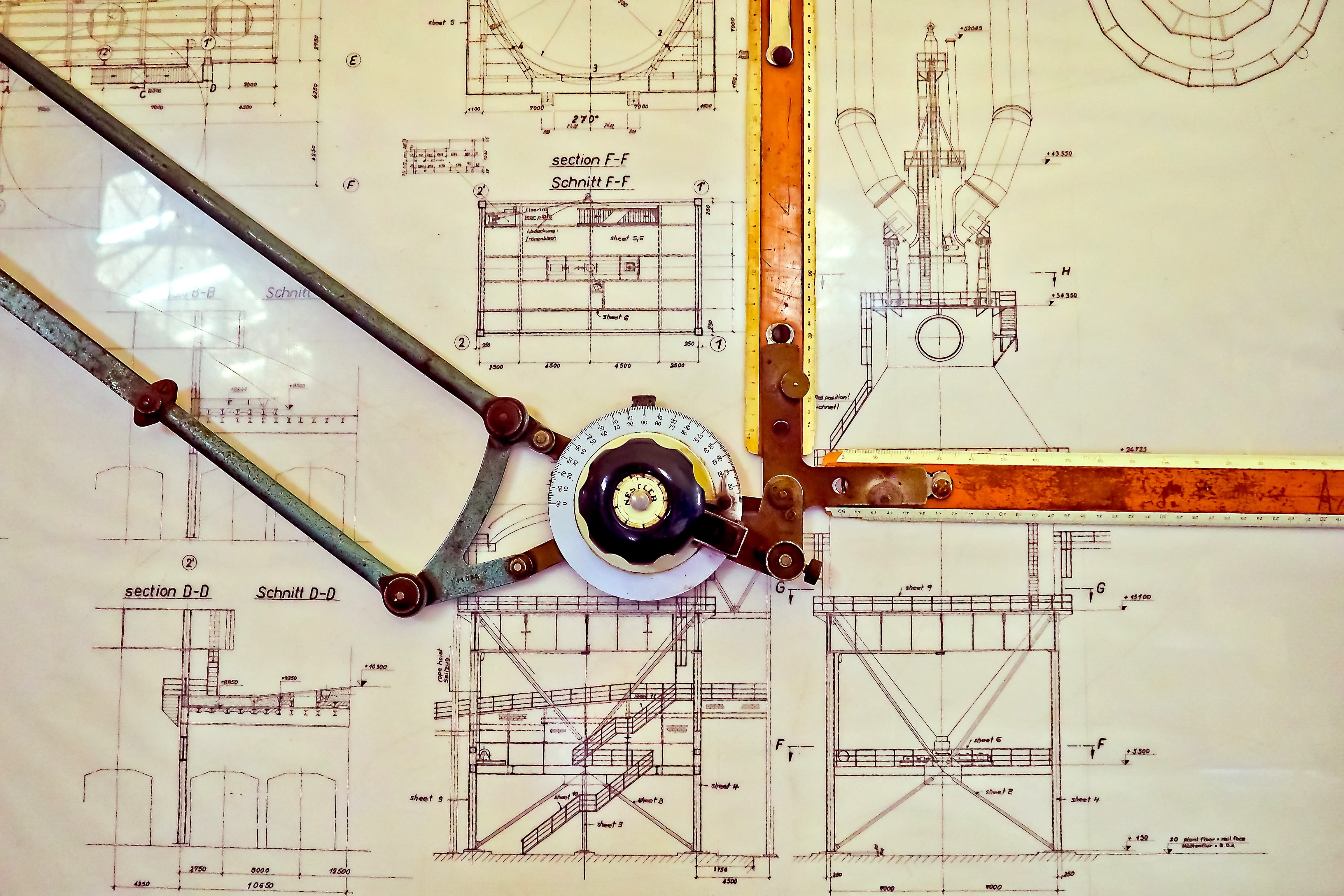 no people, section, strategy, directly above, equipment, linear, technology, accuracy, technical, manufacturing drawings, industry, dimensions, drawing board, HD Wallpaper