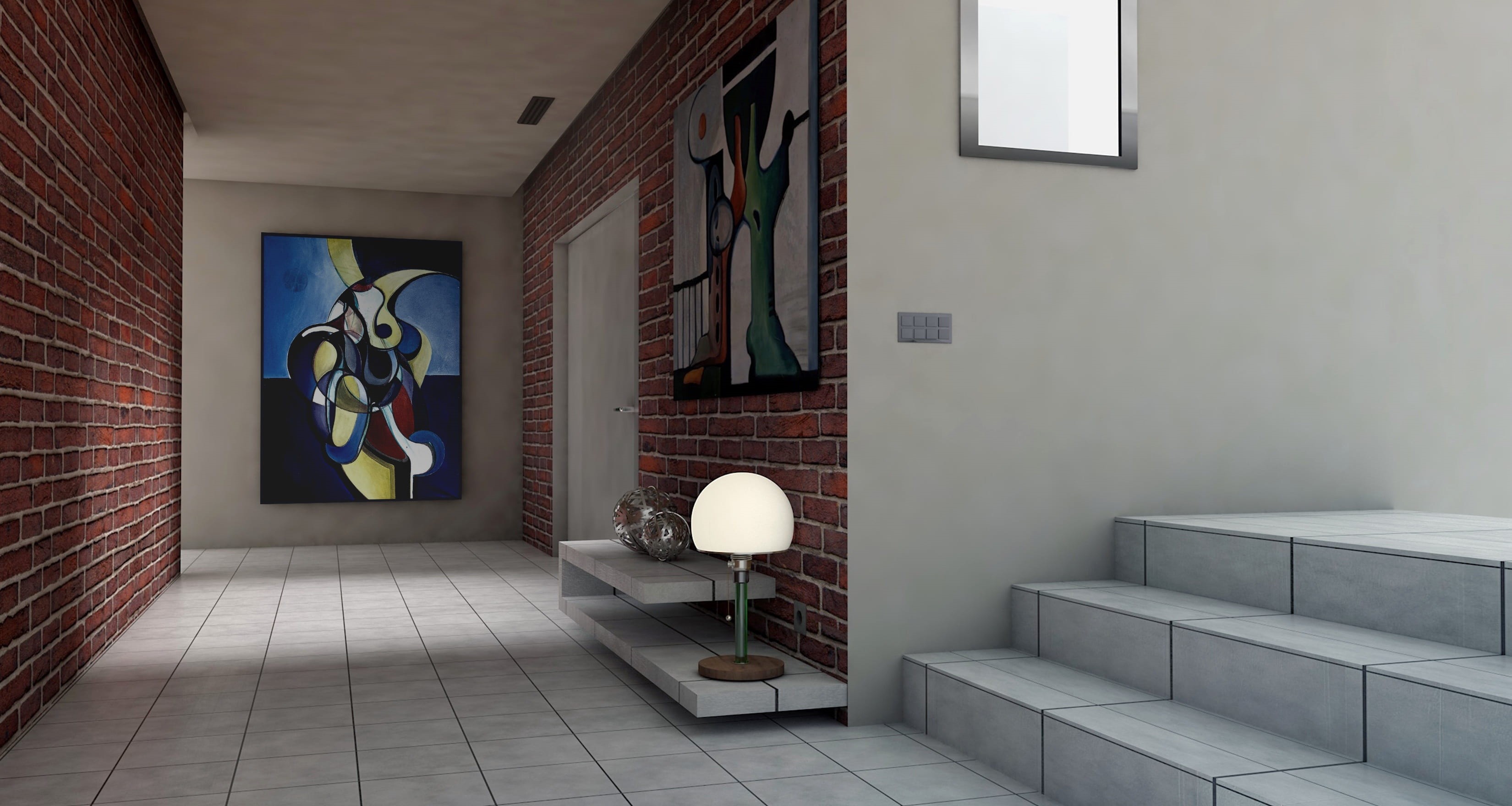 luxury, day, gang, tile, 3d model, presentation, hallway, domestic room, lichtraum, indoors, 3d-model, home interior, built structure, real estate, 3d, HD Wallpaper