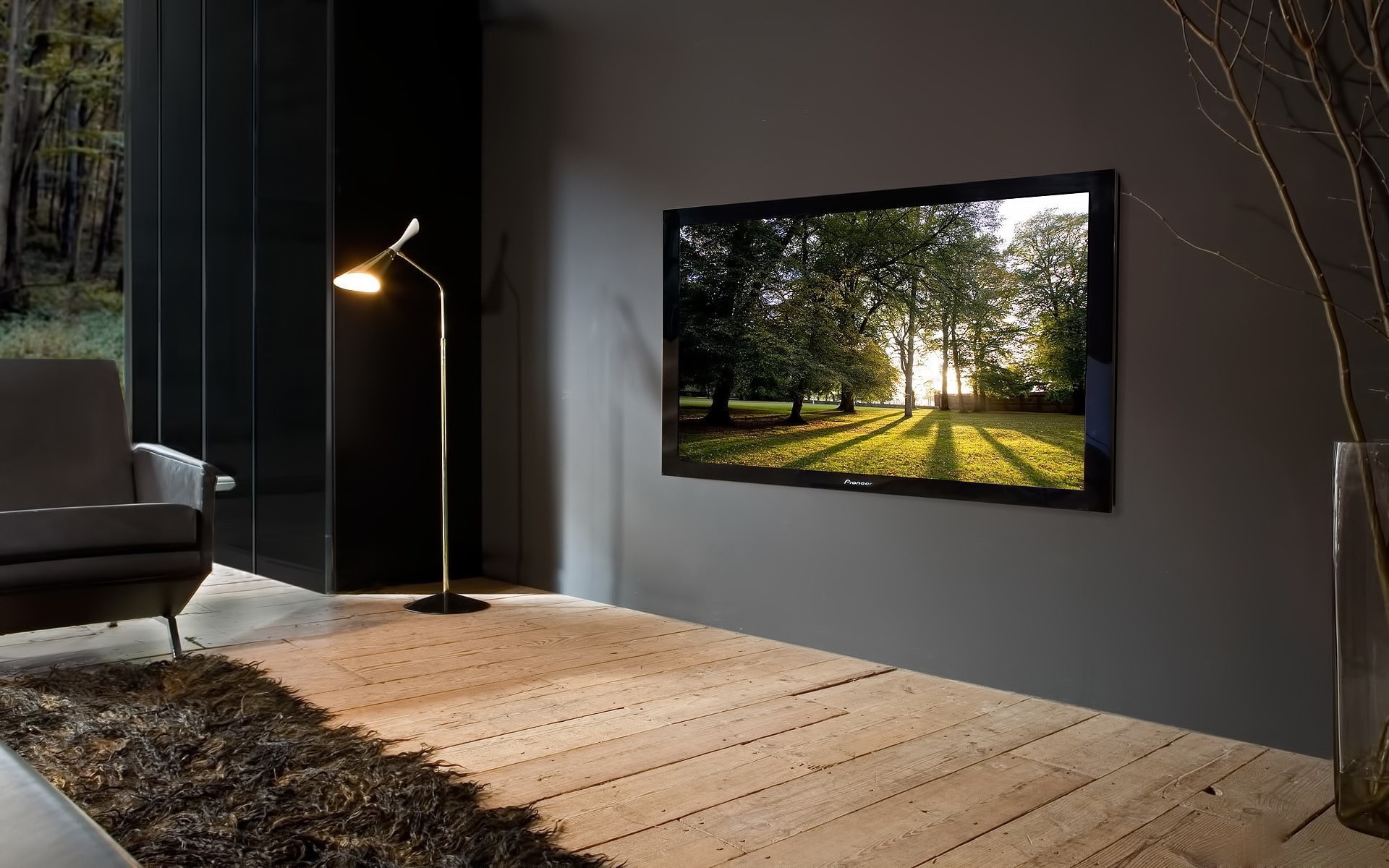cool, interior, house, 1080P, flat, black, tv, design, room, screen, living, HD Wallpaper