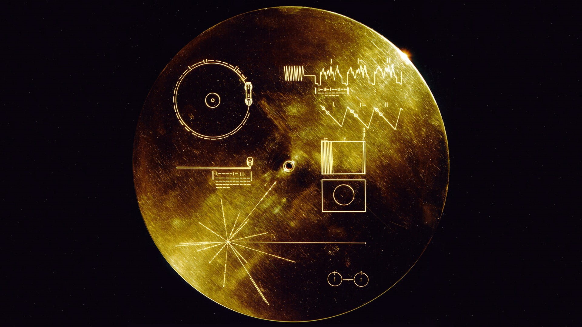 connection, night, symbols, directly above, indoors, round, studio shot, space, Voyager Golden Record, no people, light bulb, sky, close-up, digital composite, HD Wallpaper