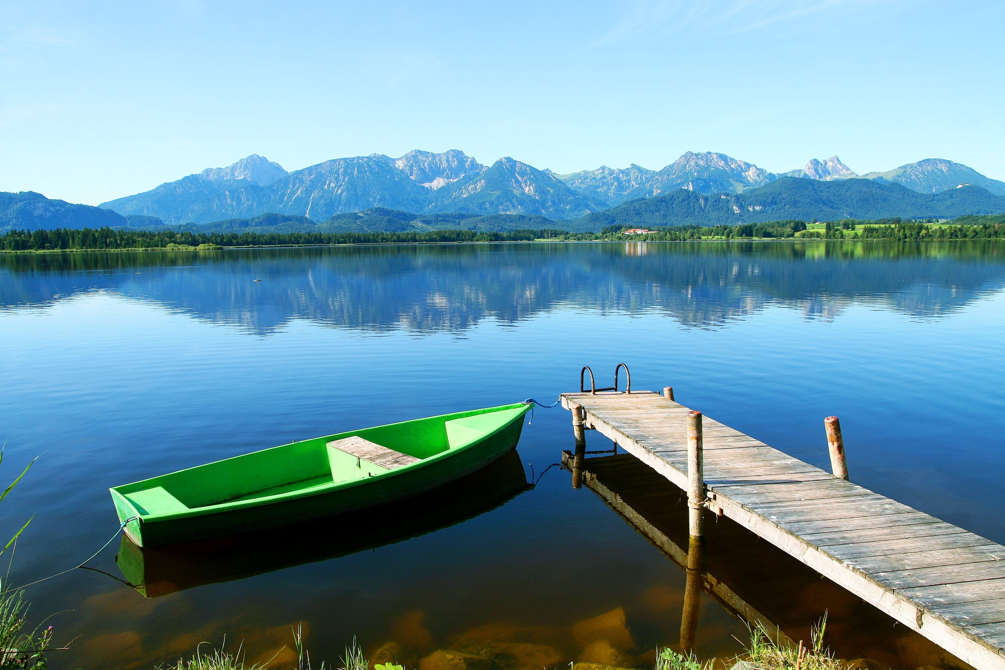 no People, mountain range, nature, dock, forest, bavaria, day, in the, floating on water, recovery, mountain, tranquil Scene, horizontal, scenics - nature, HD Wallpaper