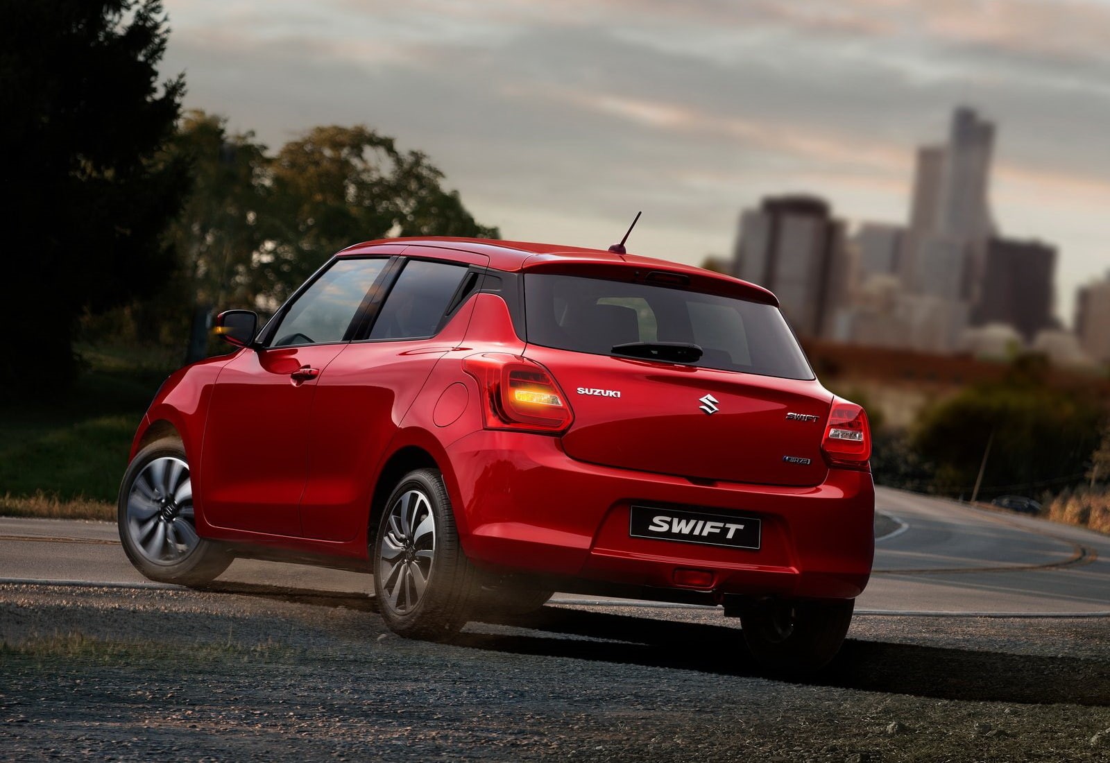 built structure, car, no people, architecture, mode of transportation, cloud - sky, motor vehicle, sunset, suzuki, swift, luxury, transportation, street, HD Wallpaper