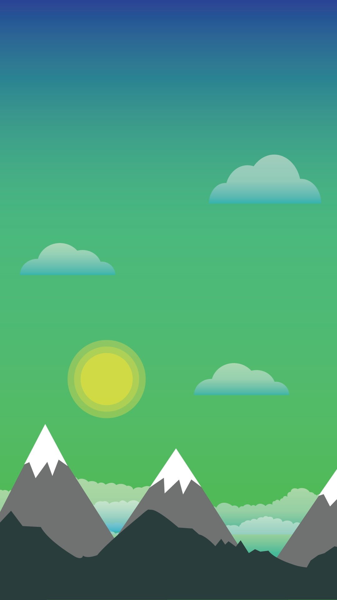 no people, communication, white color, illustration, 1080P, mountains, plant, cloud - sky, color gradient, nature, outdoors, vibrant color, digital art, Phone HD Wallpaper