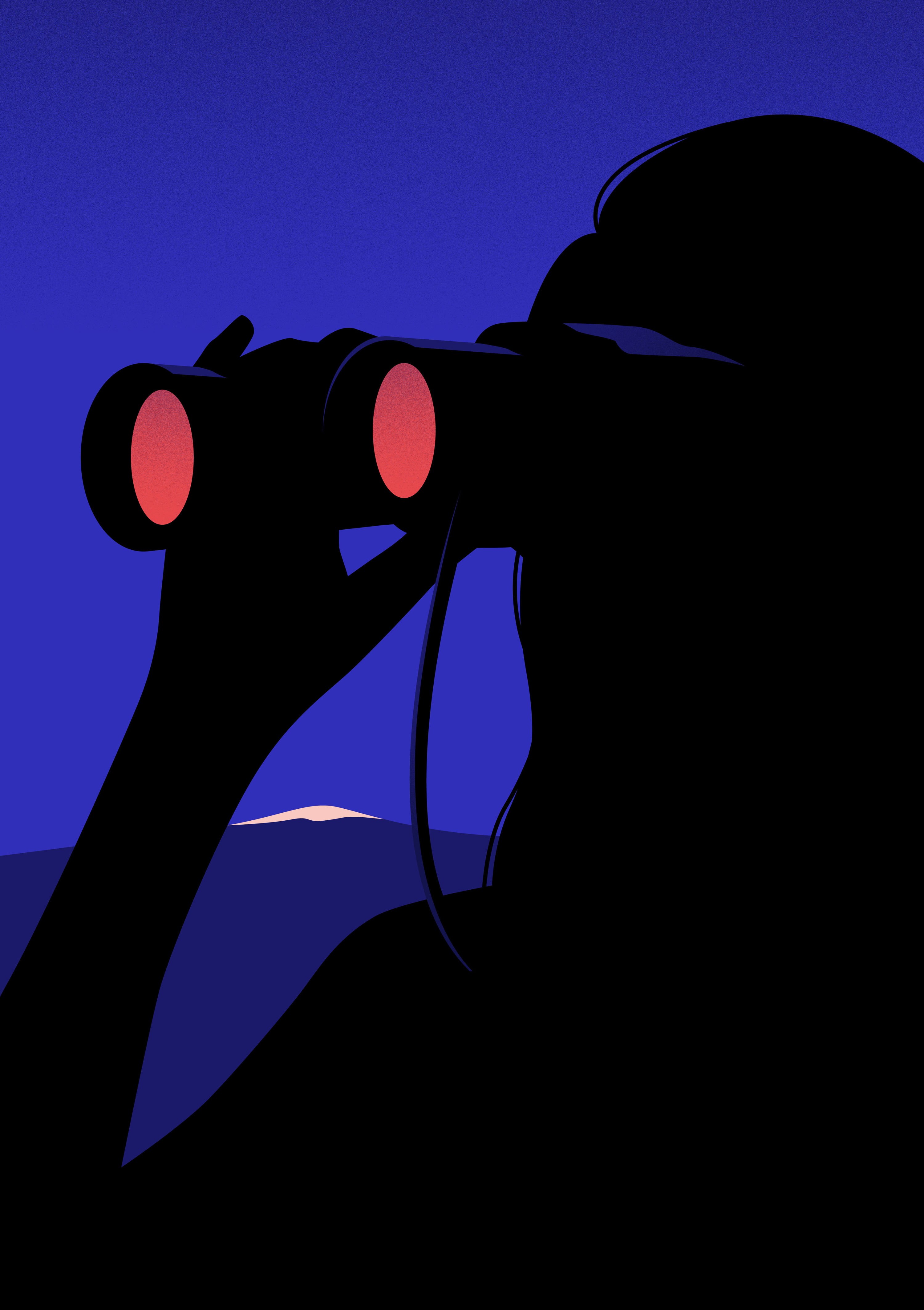 snowy peak, portrait display, minimalism, silhouette, nature, mountains, 4K, digital art, binoculars, Phone HD Wallpaper