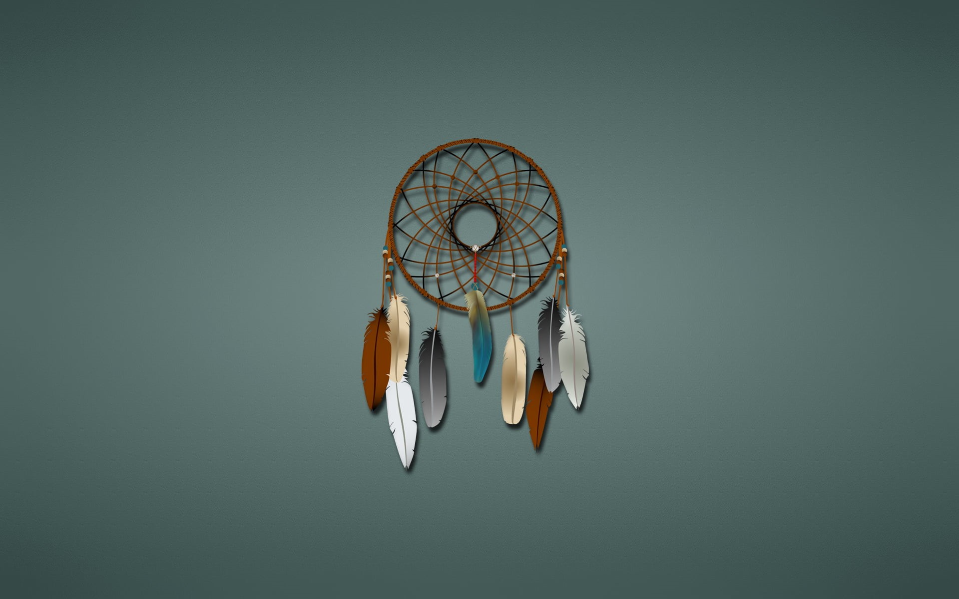 Dreamcatcher, minimalism, 1080P, feathers, mesh, round, HD Wallpaper