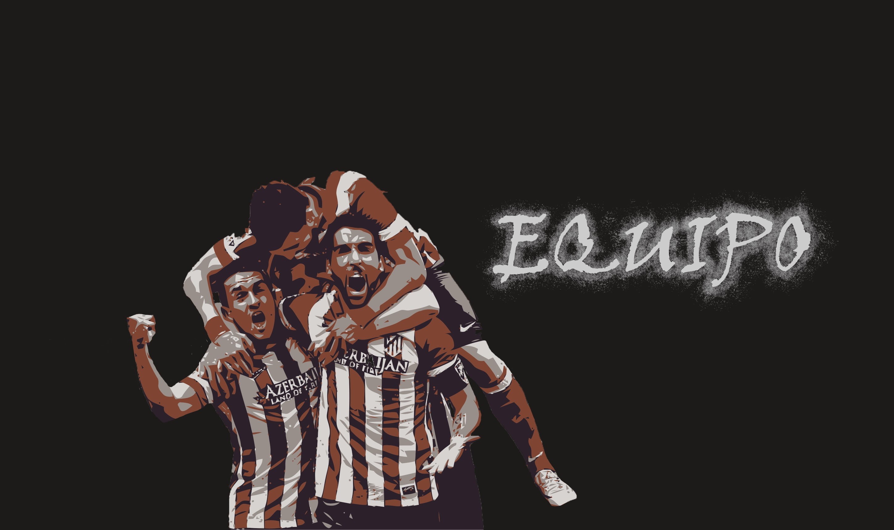 arm around, 2K, indoors, people, real people, communication, mid adult, western script, Atletico Madrid, lifestyles, standing, males, black background, HD Wallpaper