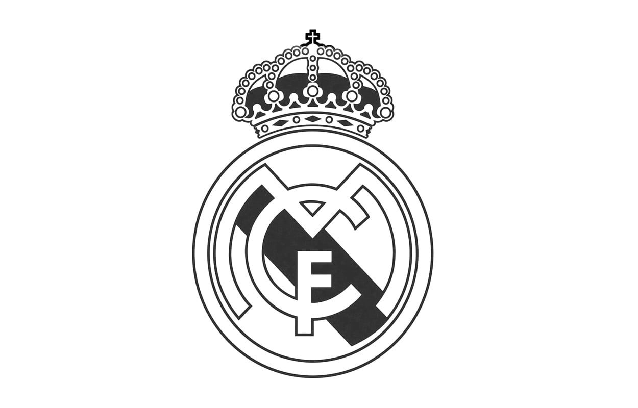 copy space, madrid, sign, circle, 480P, close-up, soccer, symbol, shape, logo, studio shot, day, white background, indoors, design, communication, cut out, HD Wallpaper