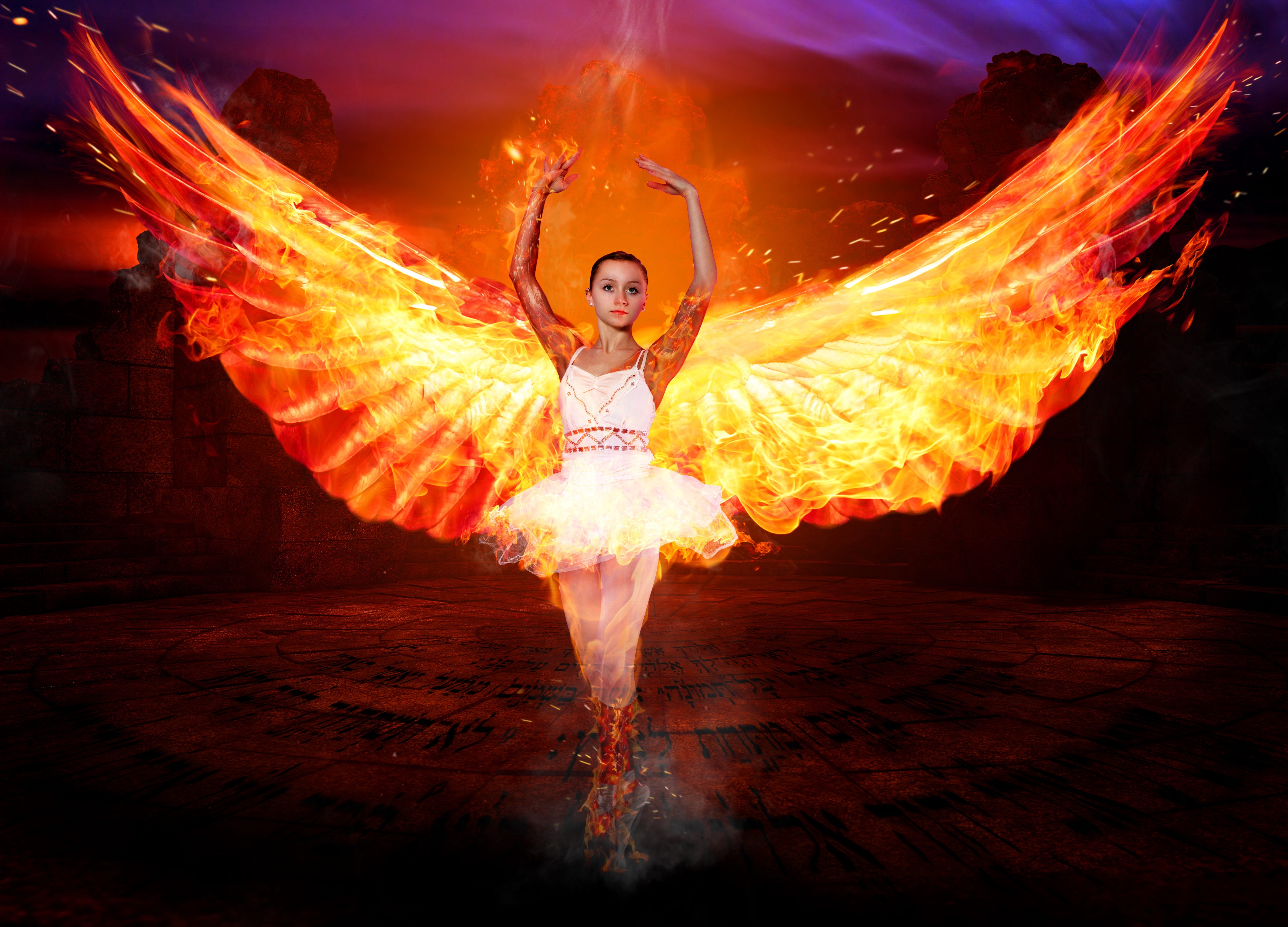 religion, motion, flame, dancing, illuminated, burning, 5K, body, heat - temperature, arms raised, night, beautiful, lighting, human arm, wing, female, HD Wallpaper
