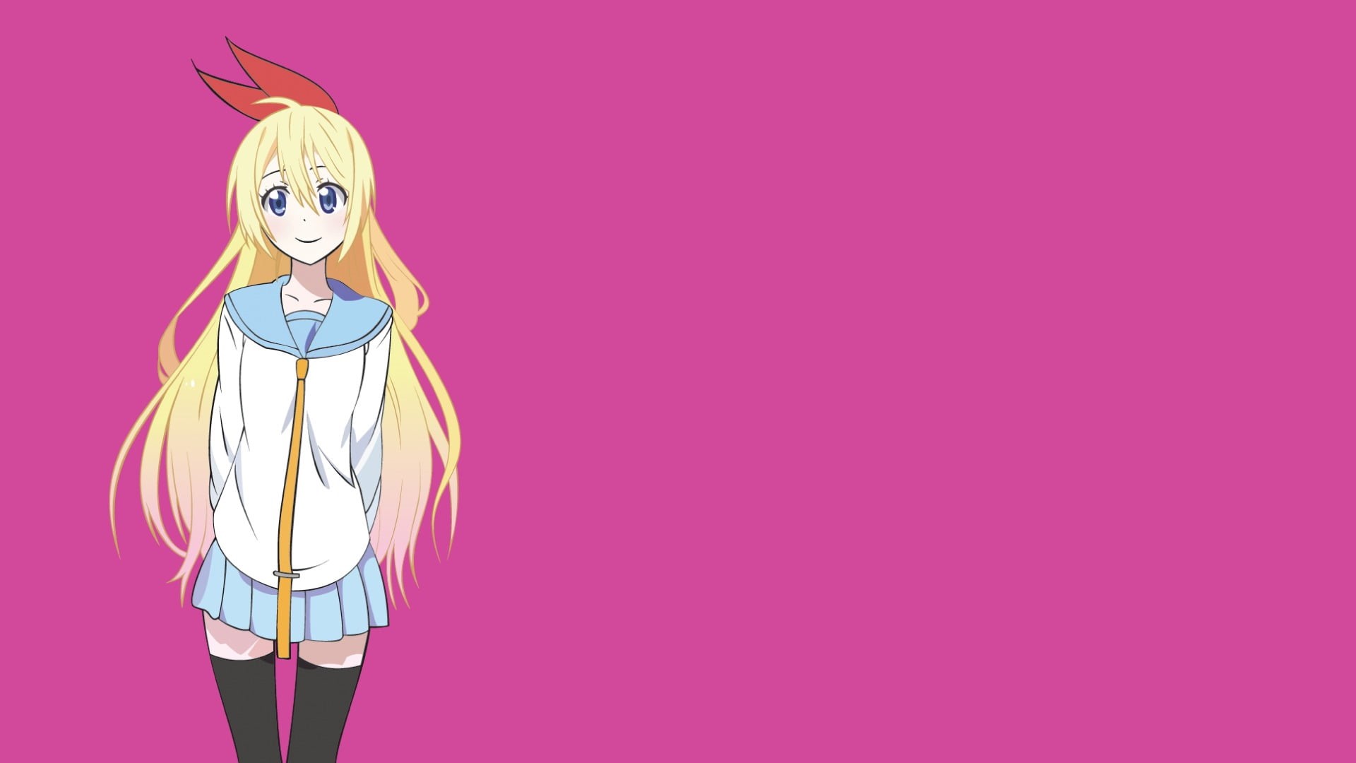standing, art and craft, 1080P, anime girls, clothing, purple, creativity, ribbon, studio shot, hair ornament, one person, blue eyes, copy space, adult, HD Wallpaper