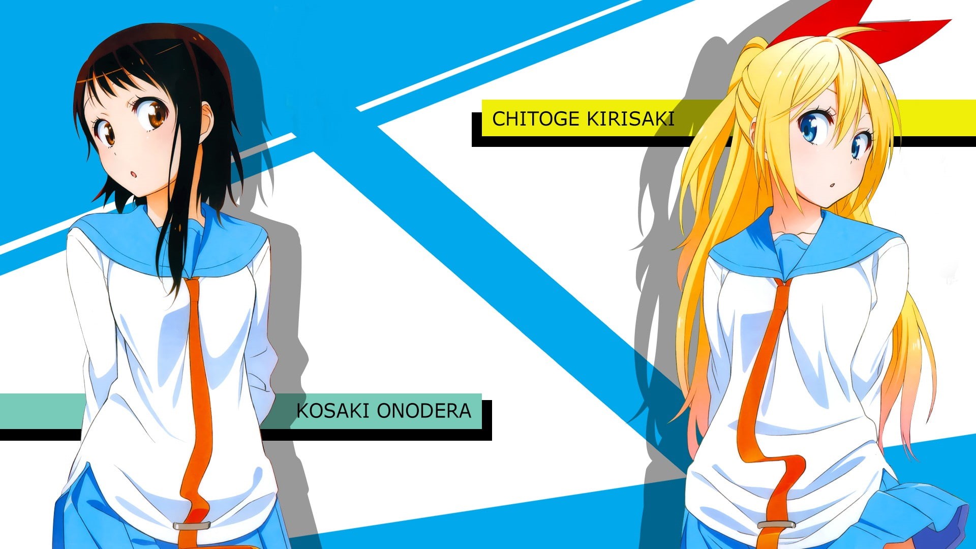 1080P, Nisekoi, Onodera Kosaki, Kirisaki Chitoge, anime girls, HD Wallpaper