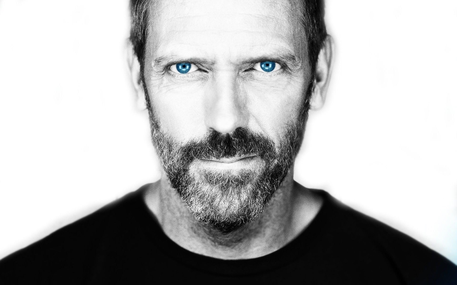 contemplation, Gregory House, facial hair, portrait, man, eyebrow, grayscale, adult, headshot, human face, s, real people, males, serious, close-up, Hugh Laurie, HD Wallpaper