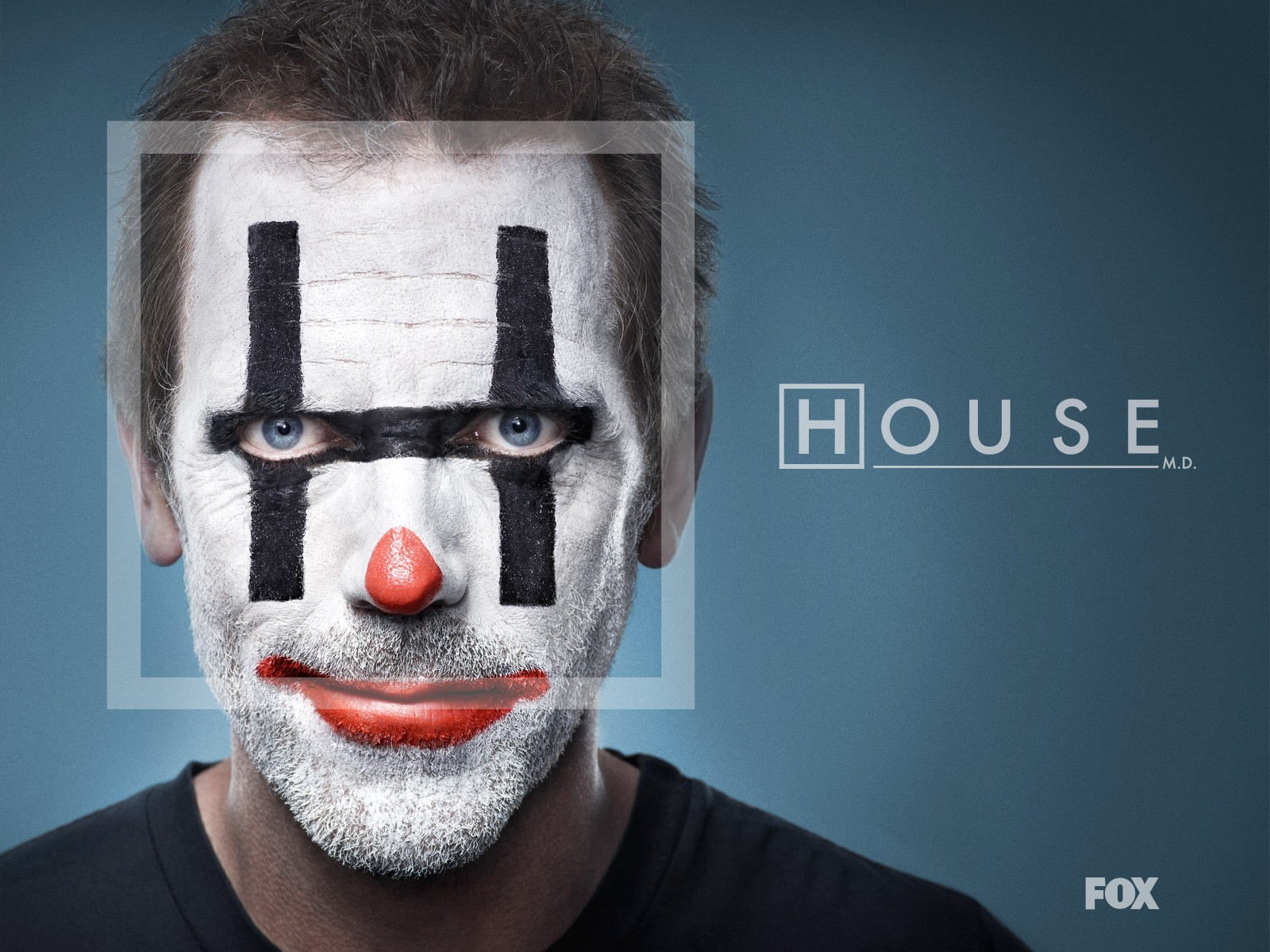 close-up, indoors, gray background, beard, adult, 720P, men, body part, communication, clown, House, portrait, human face, front view, Dr. house, headshot, HD Wallpaper