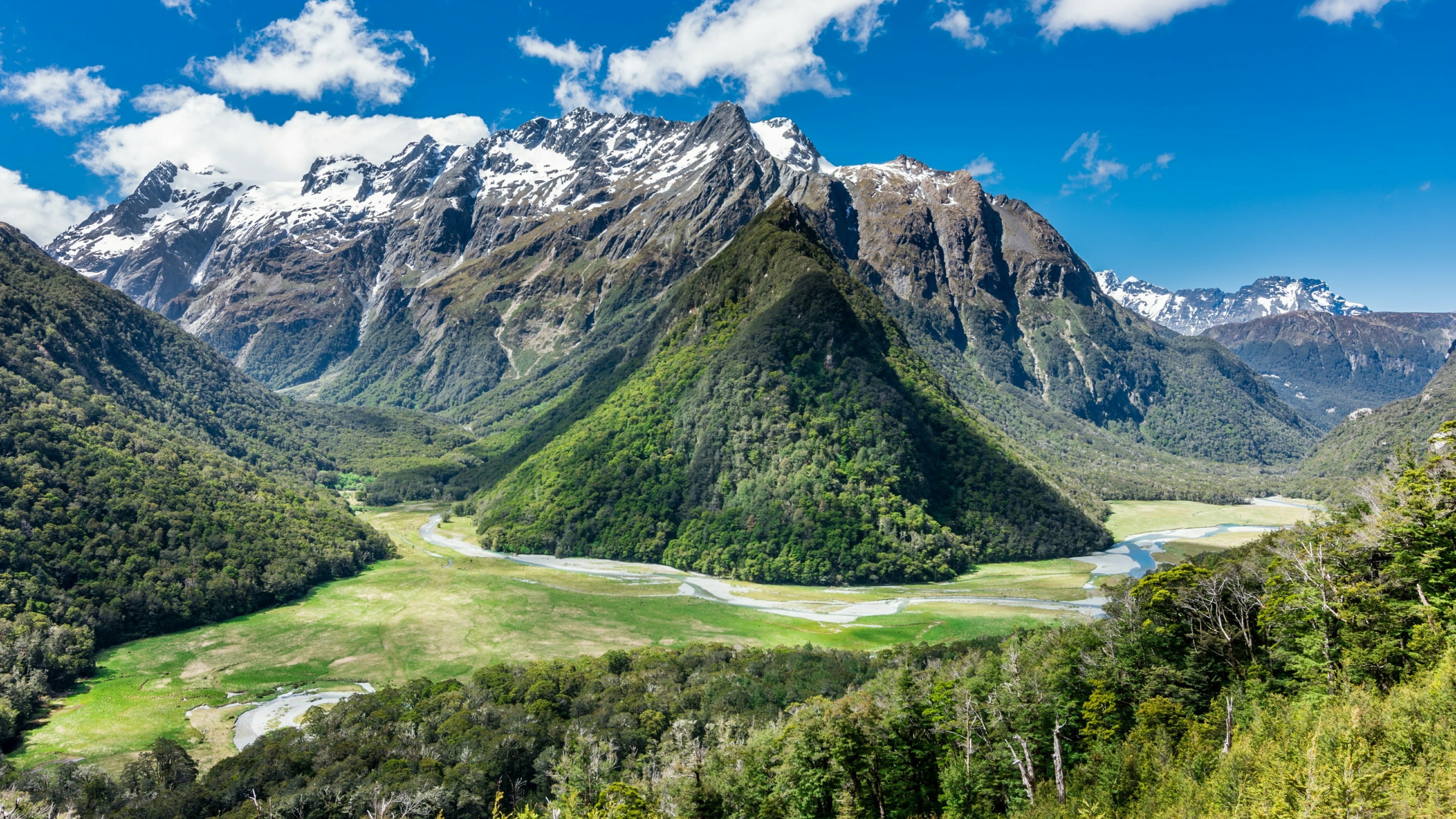 te anau, outdoors, 4K, sky, massif, new zealand, day, non-urban scene, landscape, mount scenery, scenics - nature, beauty in nature, land, mountain, mountain peak, HD Wallpaper