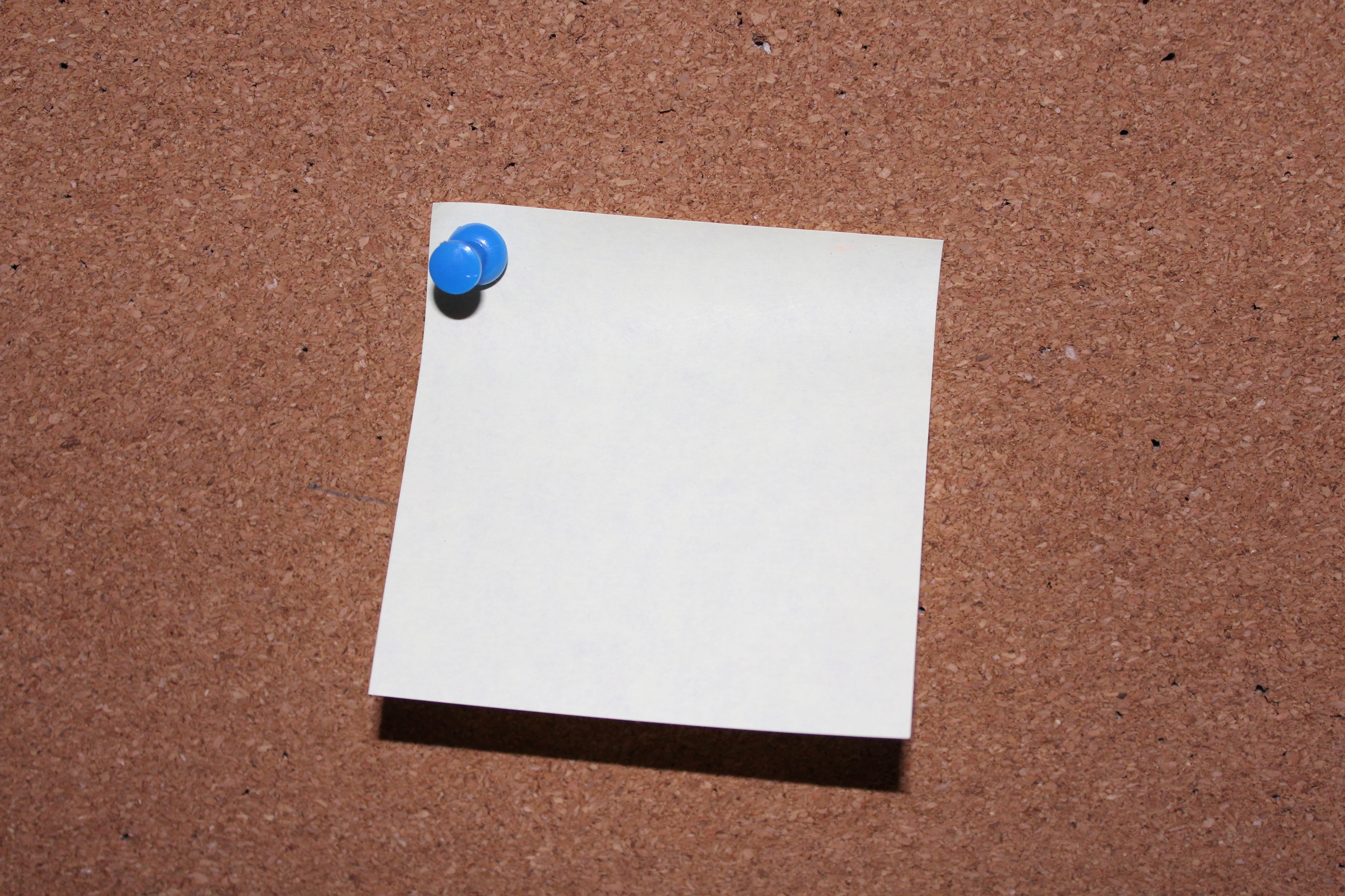 communication, office supply, no people, note, high angle view, absence, office, stickies, post it, brown, notes, white, pin, blue, reminder, shadow, white color, HD Wallpaper