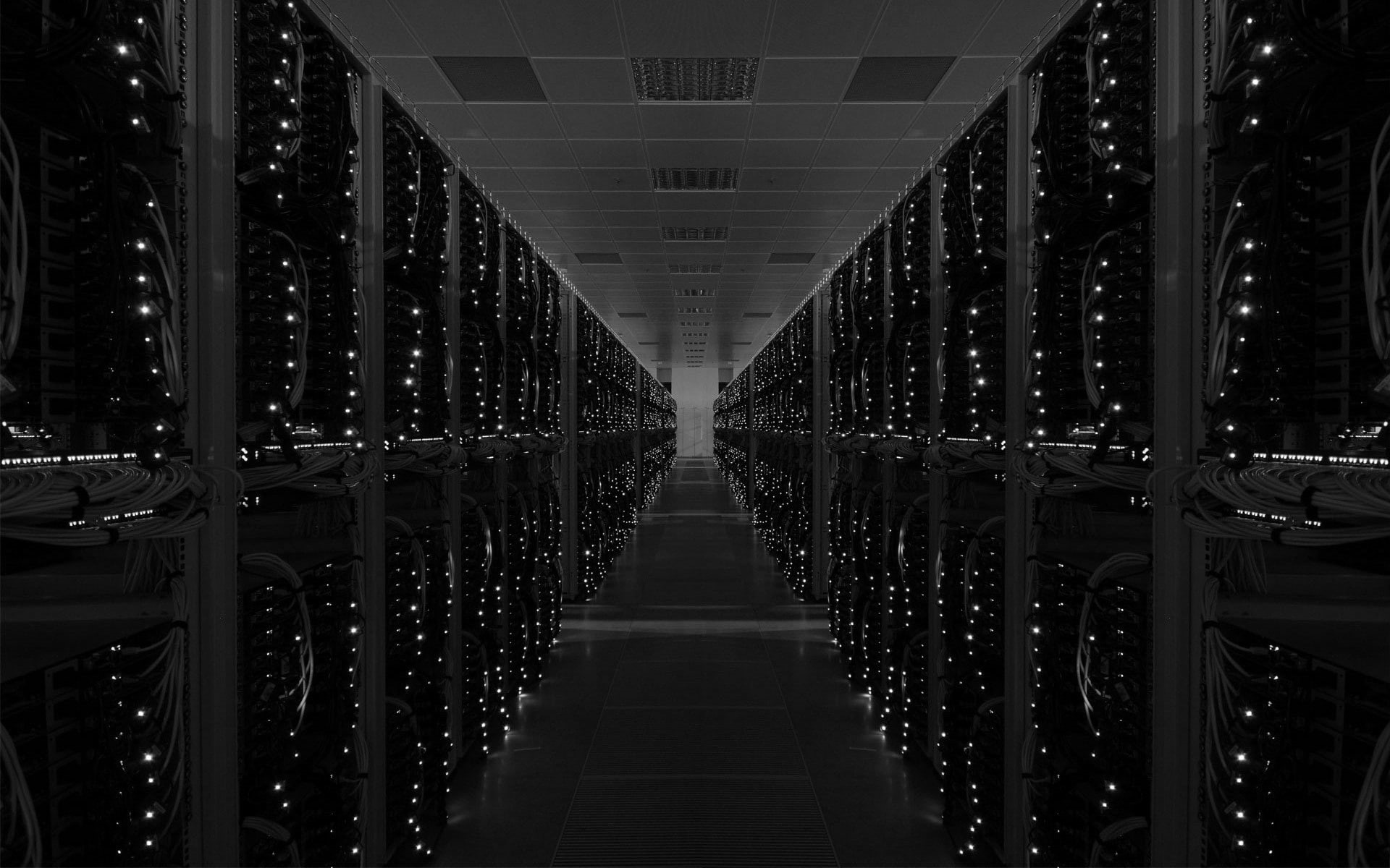 server, data center, 1080P, technology, monochrome, geometry, HD Wallpaper
