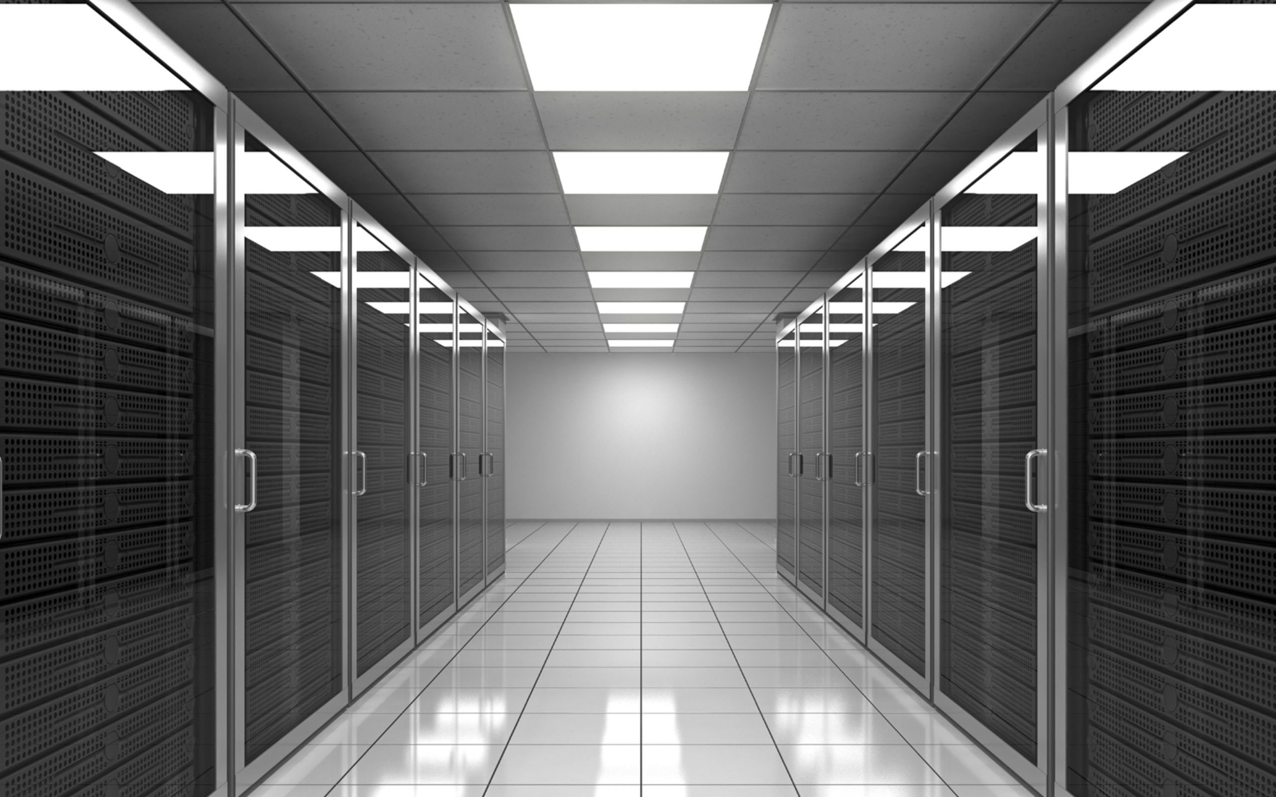corridor, digital art, tiled floor, diminishing perspective, render, network server, no people, technology, lighting equipment, communication, connection, HD Wallpaper