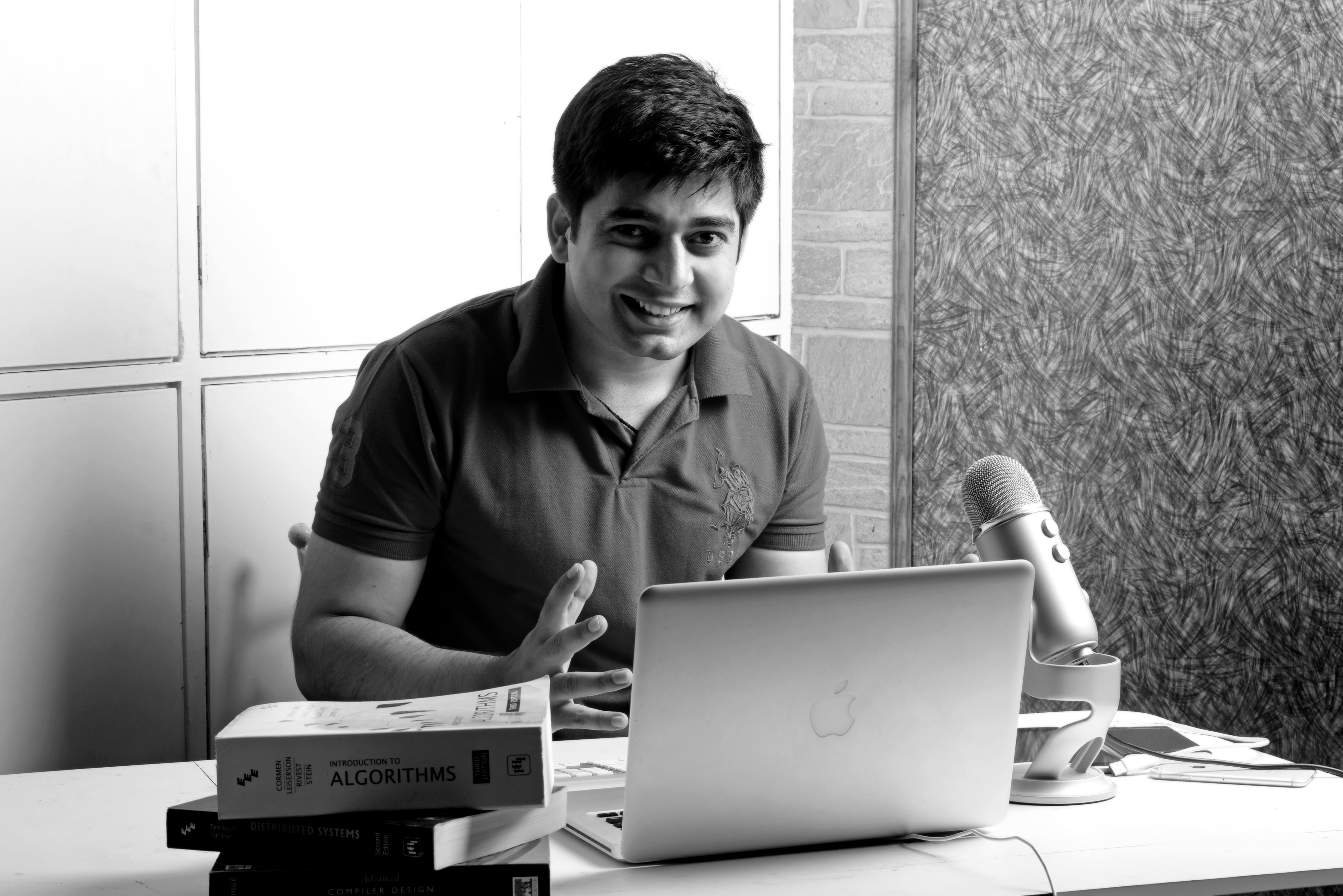 smiling, office, photo, adolescence, information, businessman, 4K, young Adult, wireless technology, computer, connection, black And White, table, man, HD Wallpaper