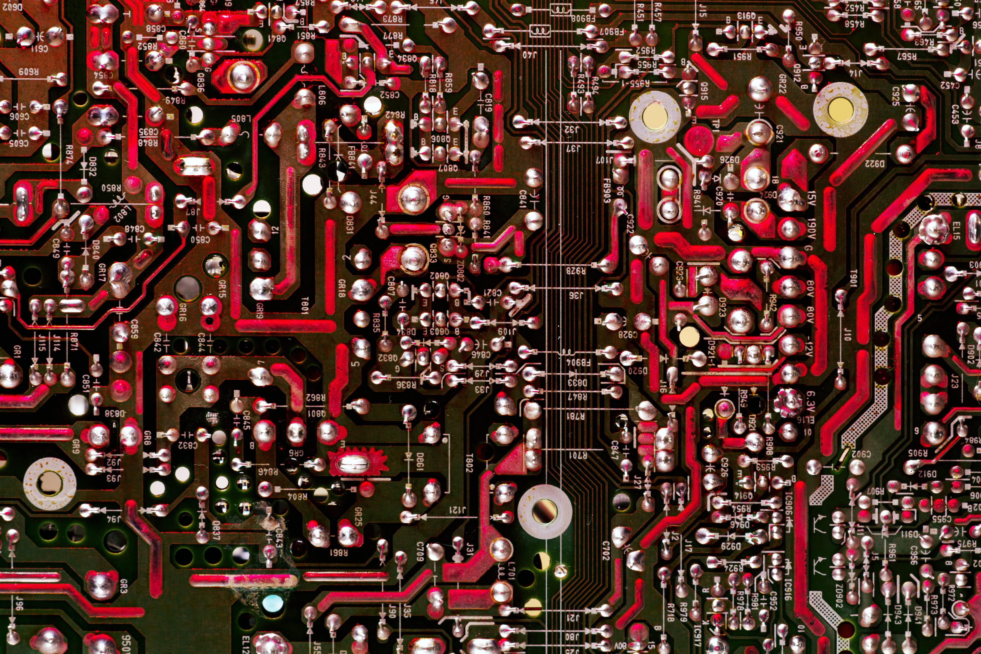 electronics industry, detail, large group of objects, abstract, complexity, 4K, hi-tech, part, macro, pc, circuit board, science, equipment, tech, choice, HD Wallpaper