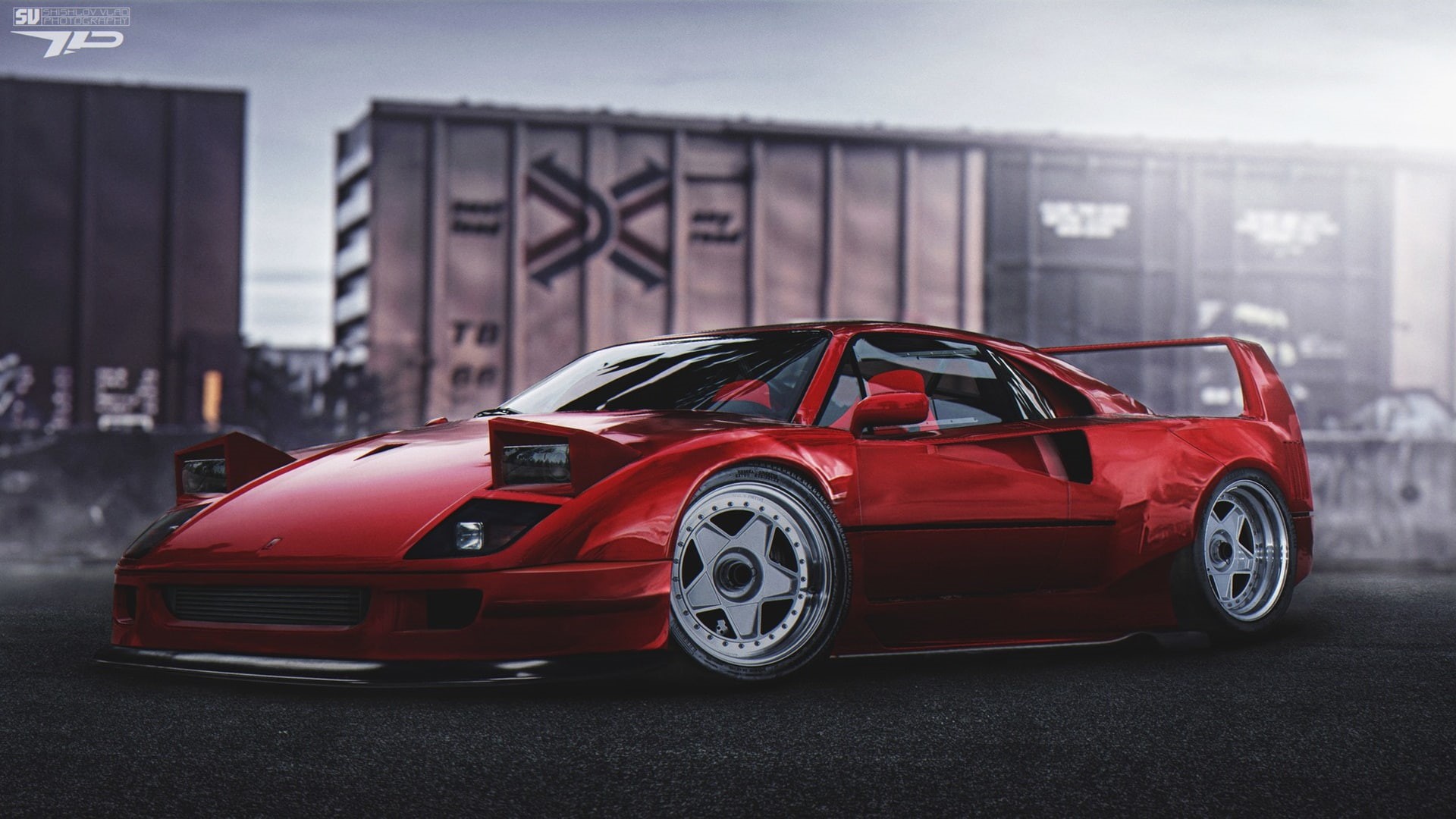 car, motor vehicle, red cars, 1080P, toy car, mode of transportation, transportation, toy, Ferrari F40, building exterior, focus on foreground, day, city, HD Wallpaper