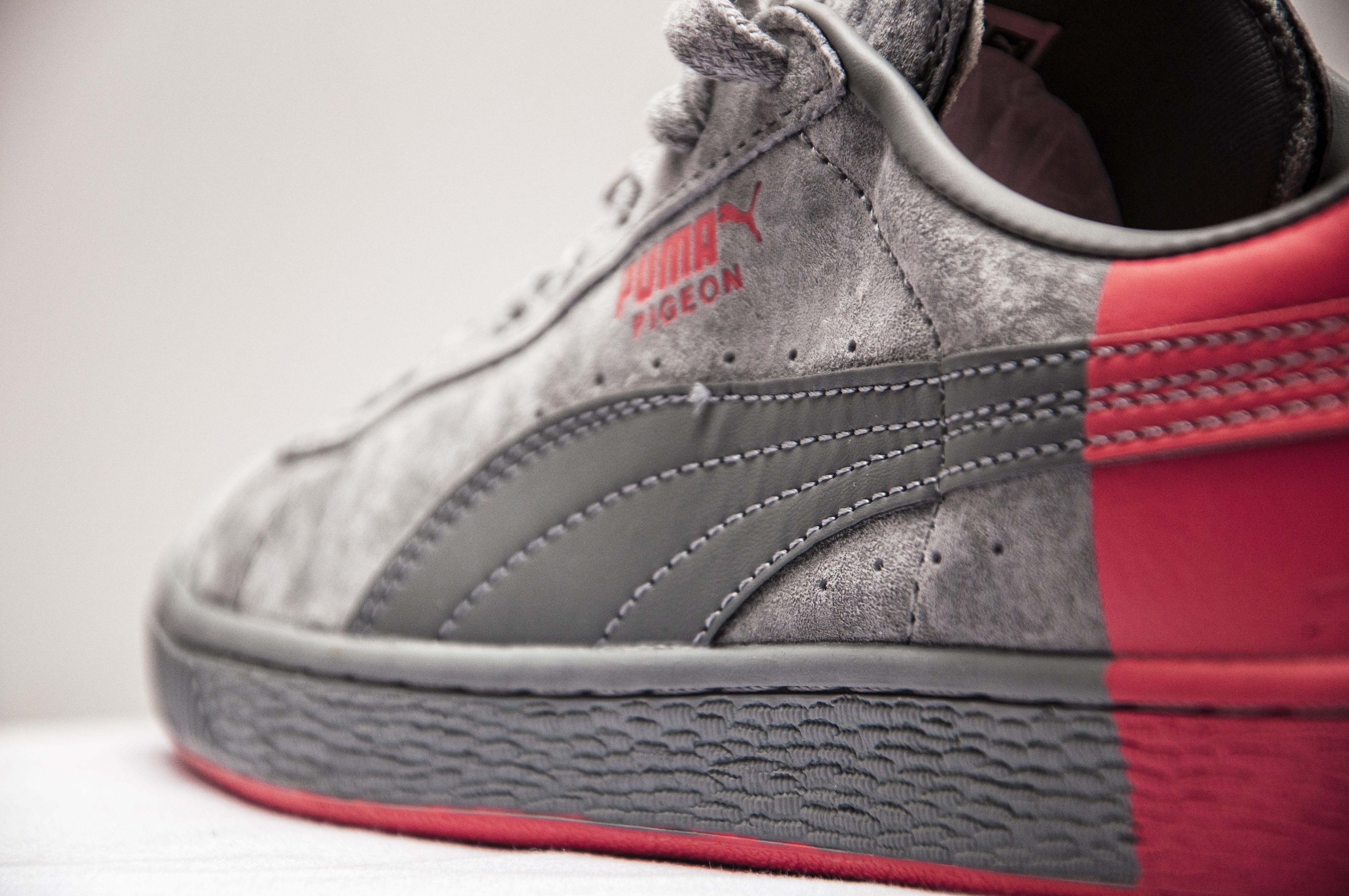gray, studio shot, shoelace, no people, shoe, red, focus on foreground, sneakers, sneakerhead, security, protection, glove, close-up, sport, puma, dove, HD Wallpaper