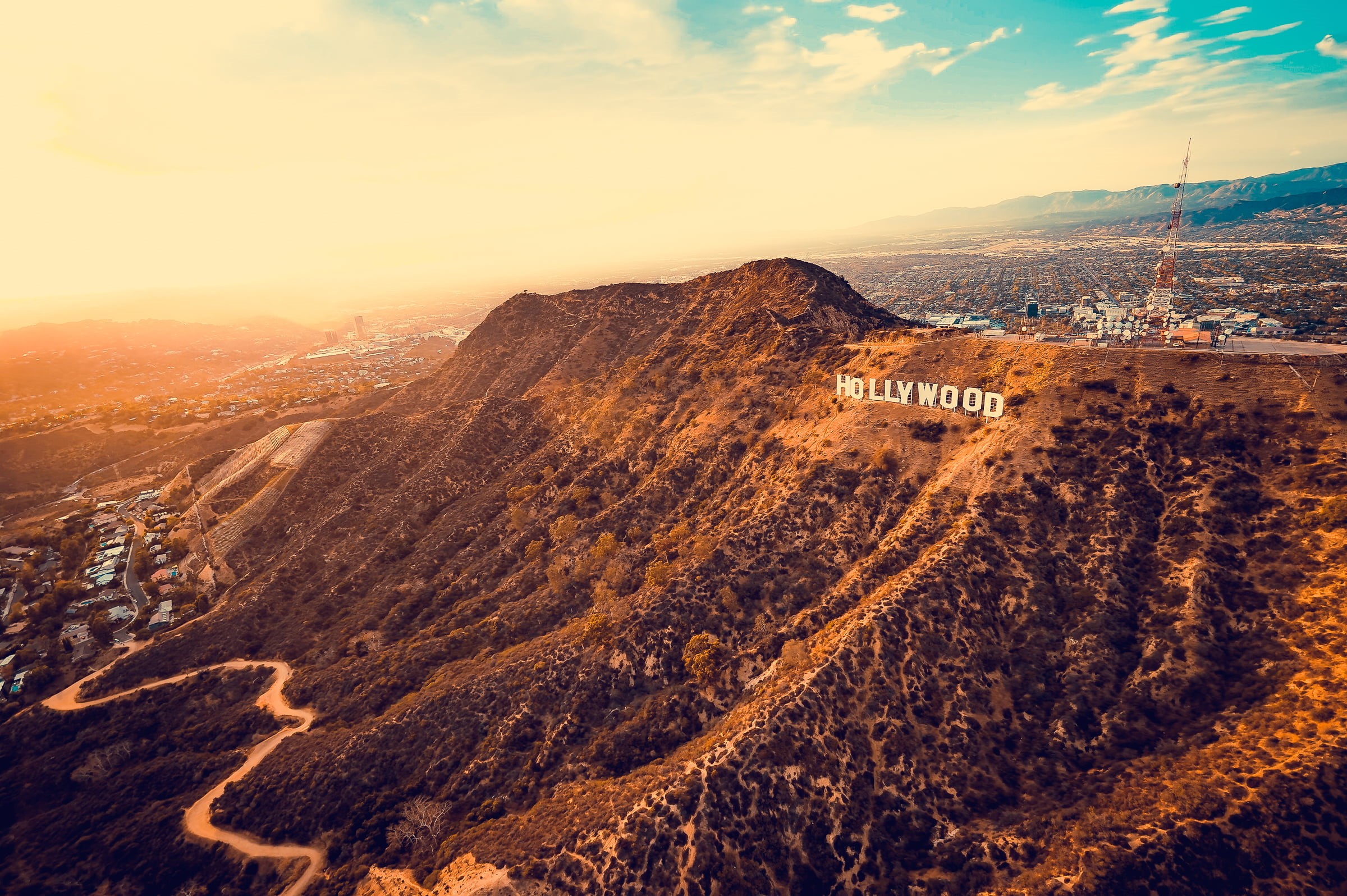 angeles, dusk, non-urban scene, 1080P, sun, no People, beauty In Nature, panoramic, town, sky, city, los angeles, sunrise - Dawn, europe, famous Place, HD Wallpaper