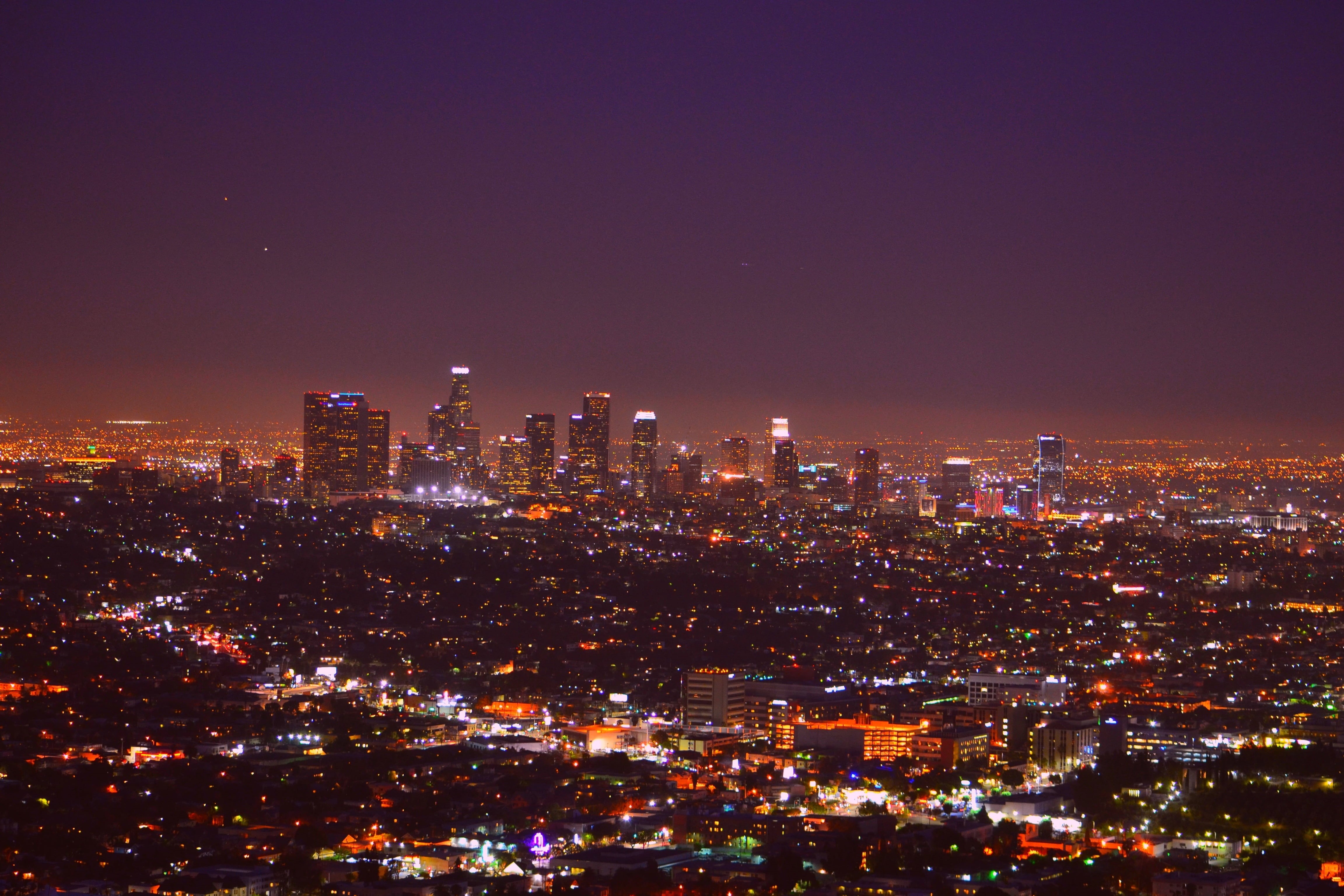 built structure, angeles, building, financial district, trip, usa, illuminated, skyscraper, night, urban skyline, los, accommodation, sky, outdoors, architecture, HD Wallpaper