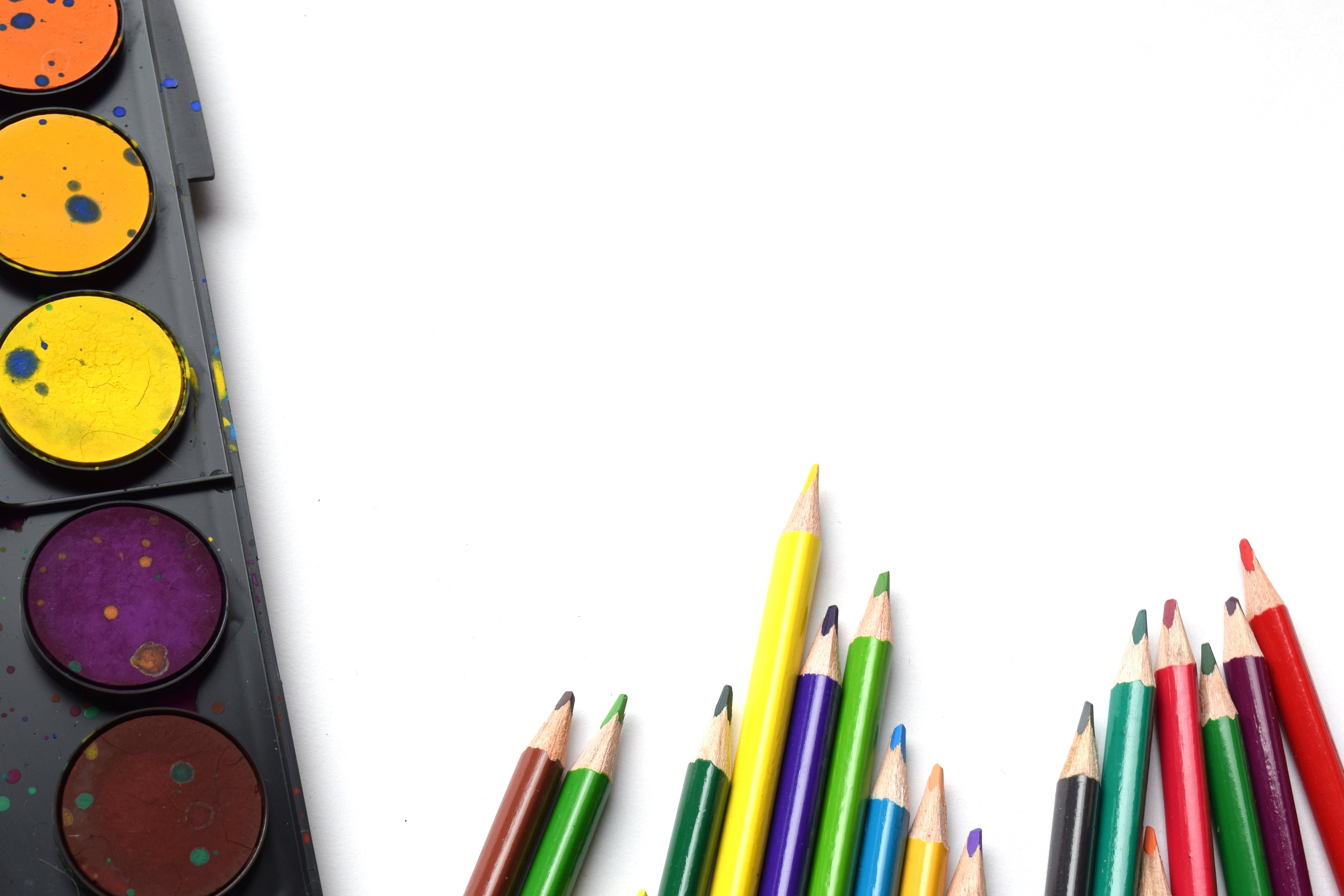 studio shot, download, classroom, backgrounds, watercolor, activity, wooden, learning, fun, office, multi Colored, water, art, children, crayon, tools, HD Wallpaper