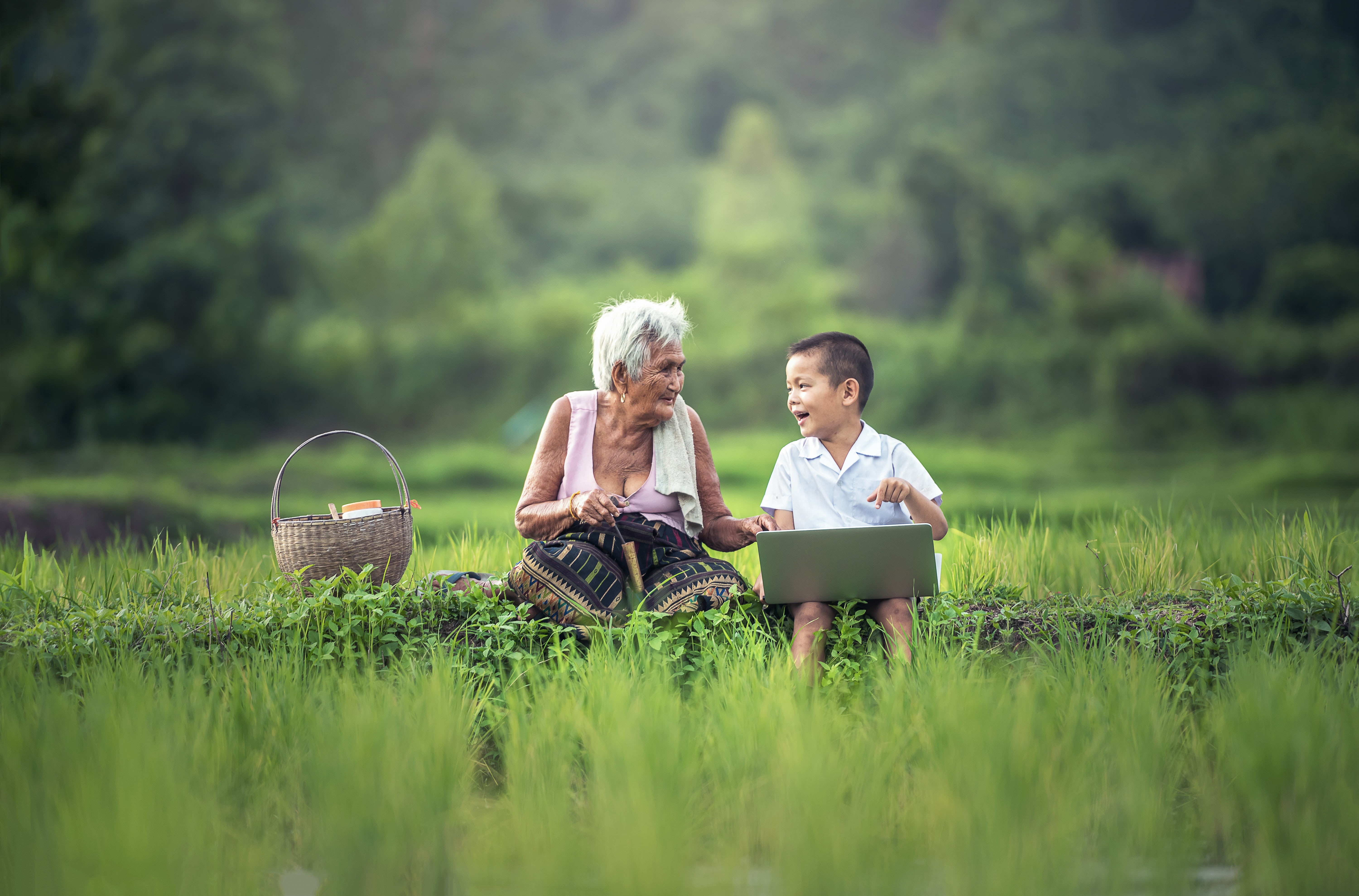 field, view, woman, school, 5K, grass, portrait, white, the game, indonesian, seat, laptop, dear, green, people, doing work, vietnamese, boy, sitting, HD Wallpaper