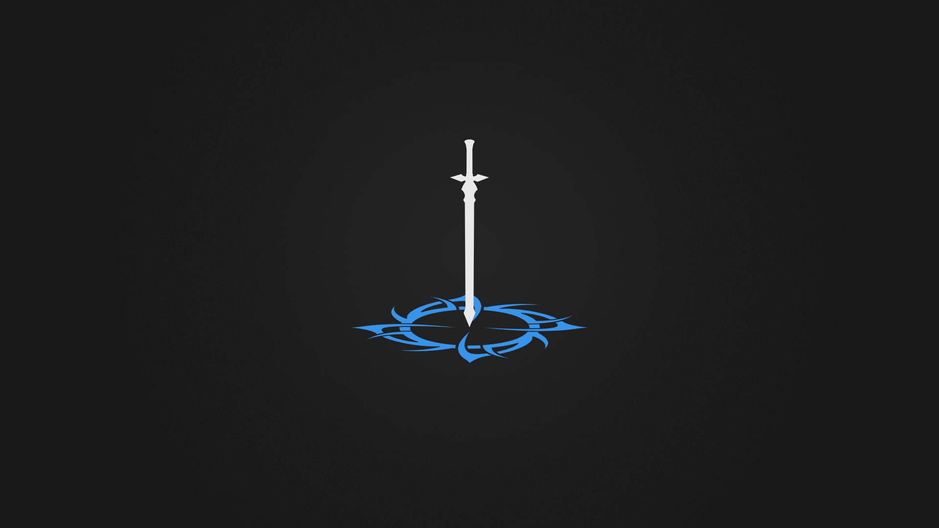 sword, black, 1080P, white, anime, minimalism, HD Wallpaper