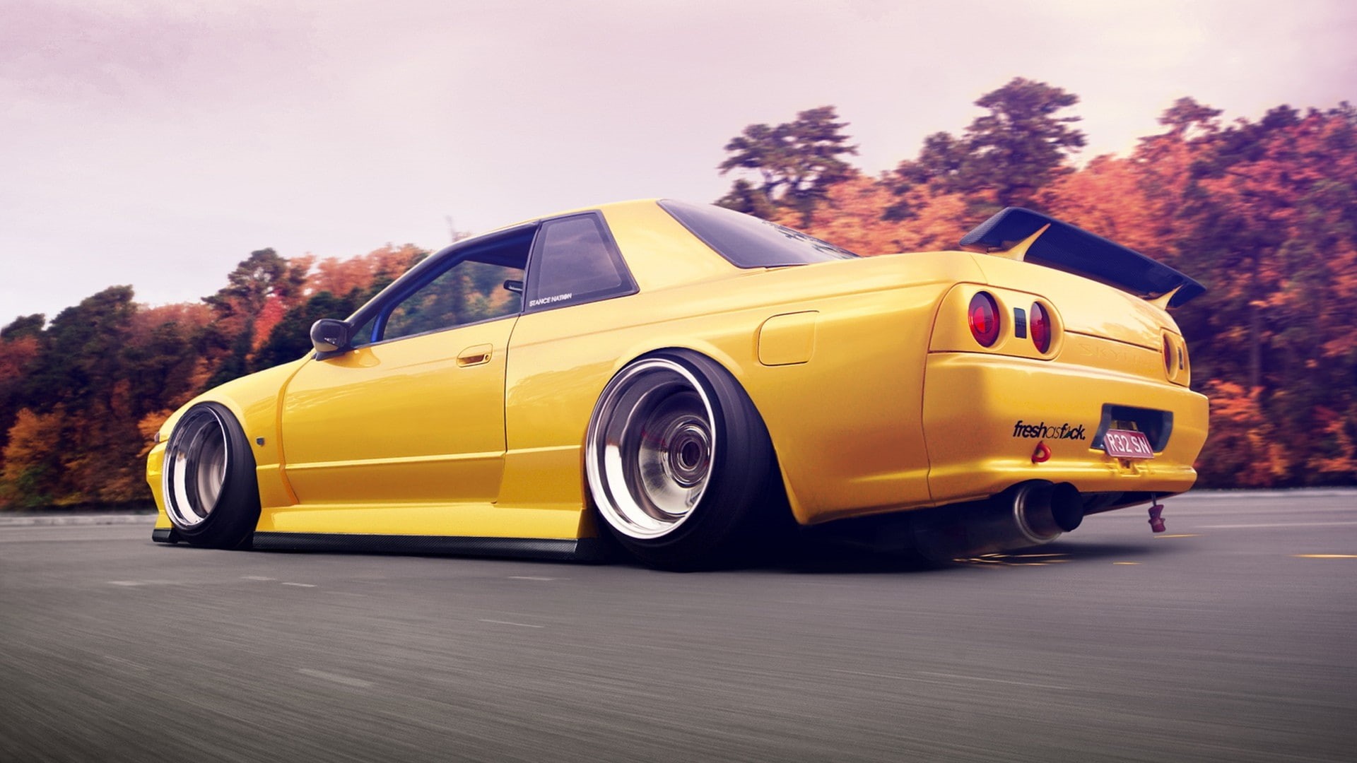 skyline, cars, gtr, x, r, nissan, hd, 1080P, art, Yellow, HD Wallpaper