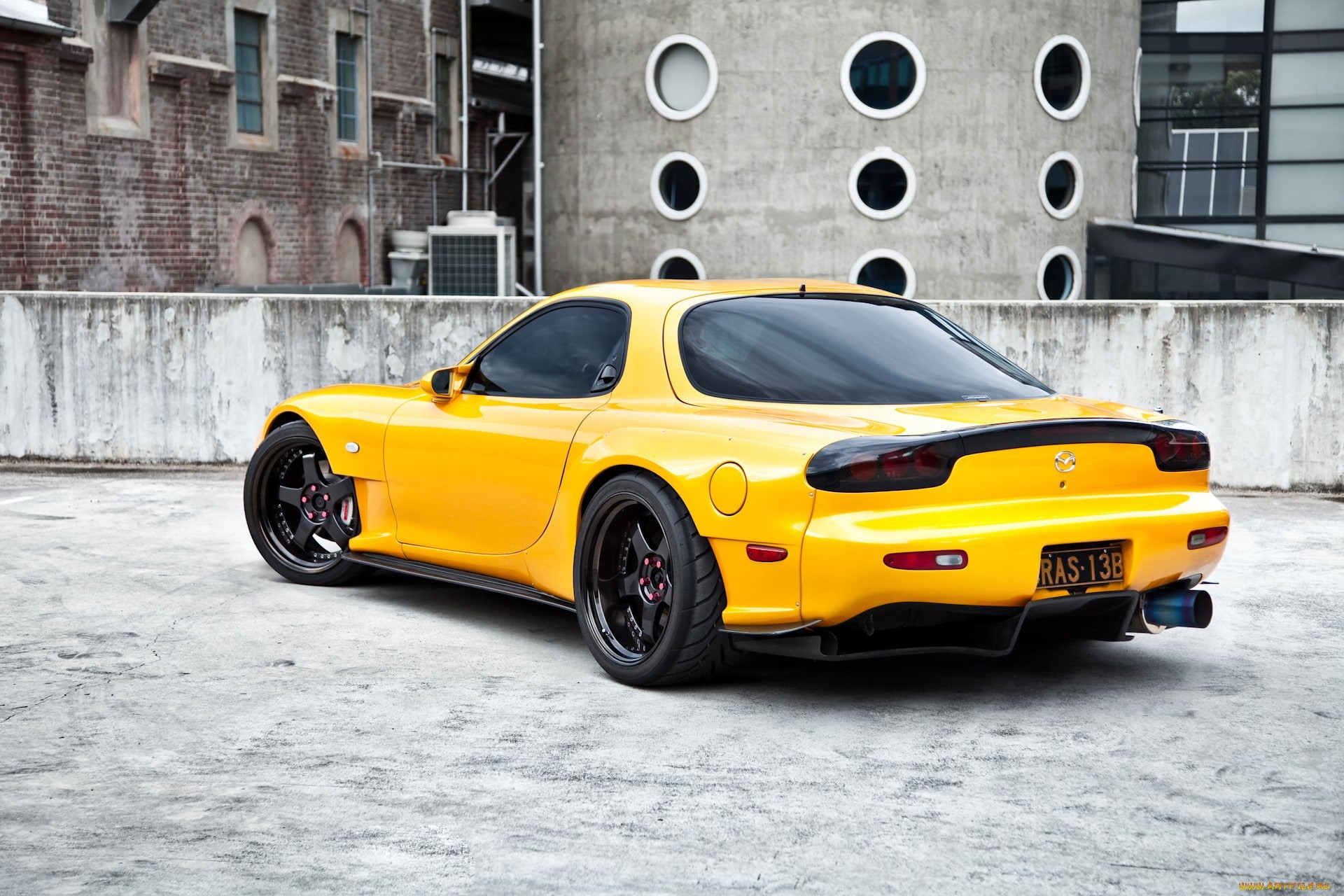 mazda, 1080P, tuning, yellow, rx7, HD Wallpaper