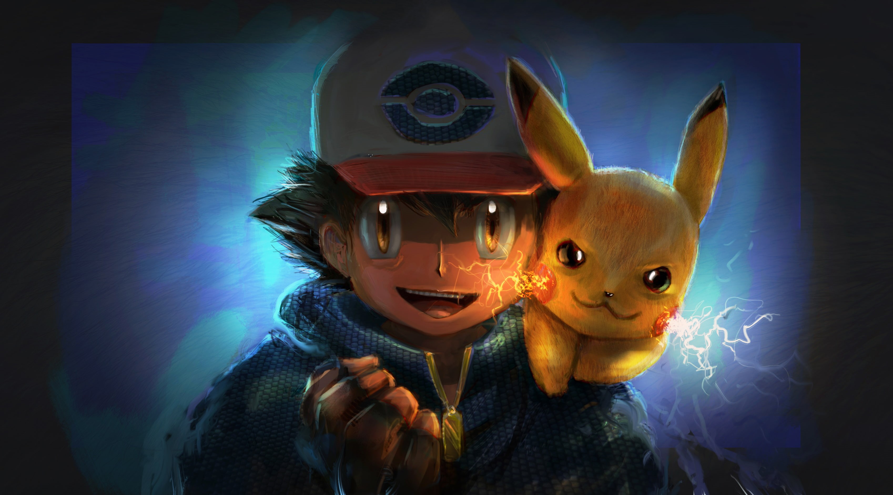 2K, Ash Ketchum, Artwork, Pokémon, Pikachu, HD Wallpaper
