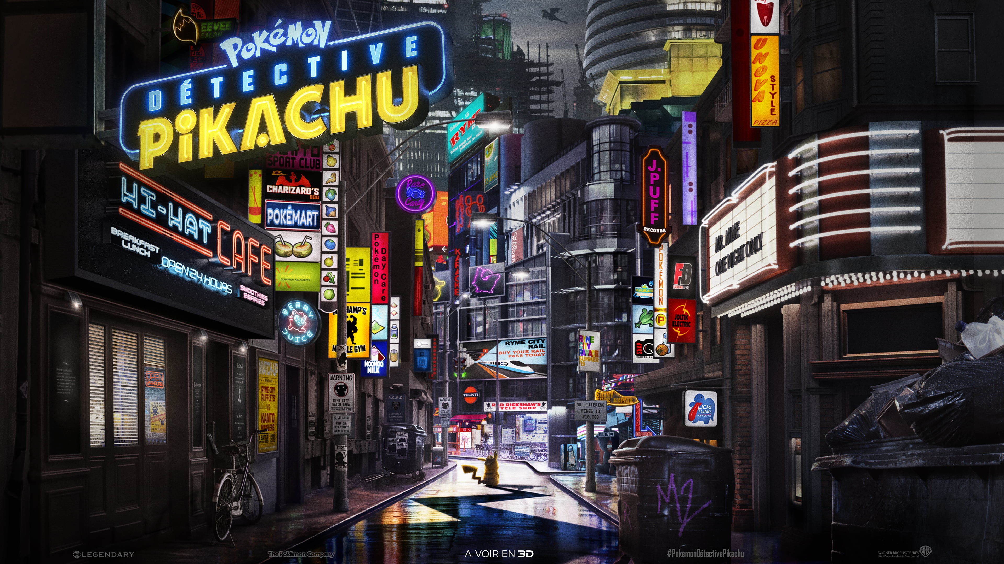 Pikachu, movies, road, Pokémon, city, Pokémon Detective Pikachu, 4K, HD Wallpaper