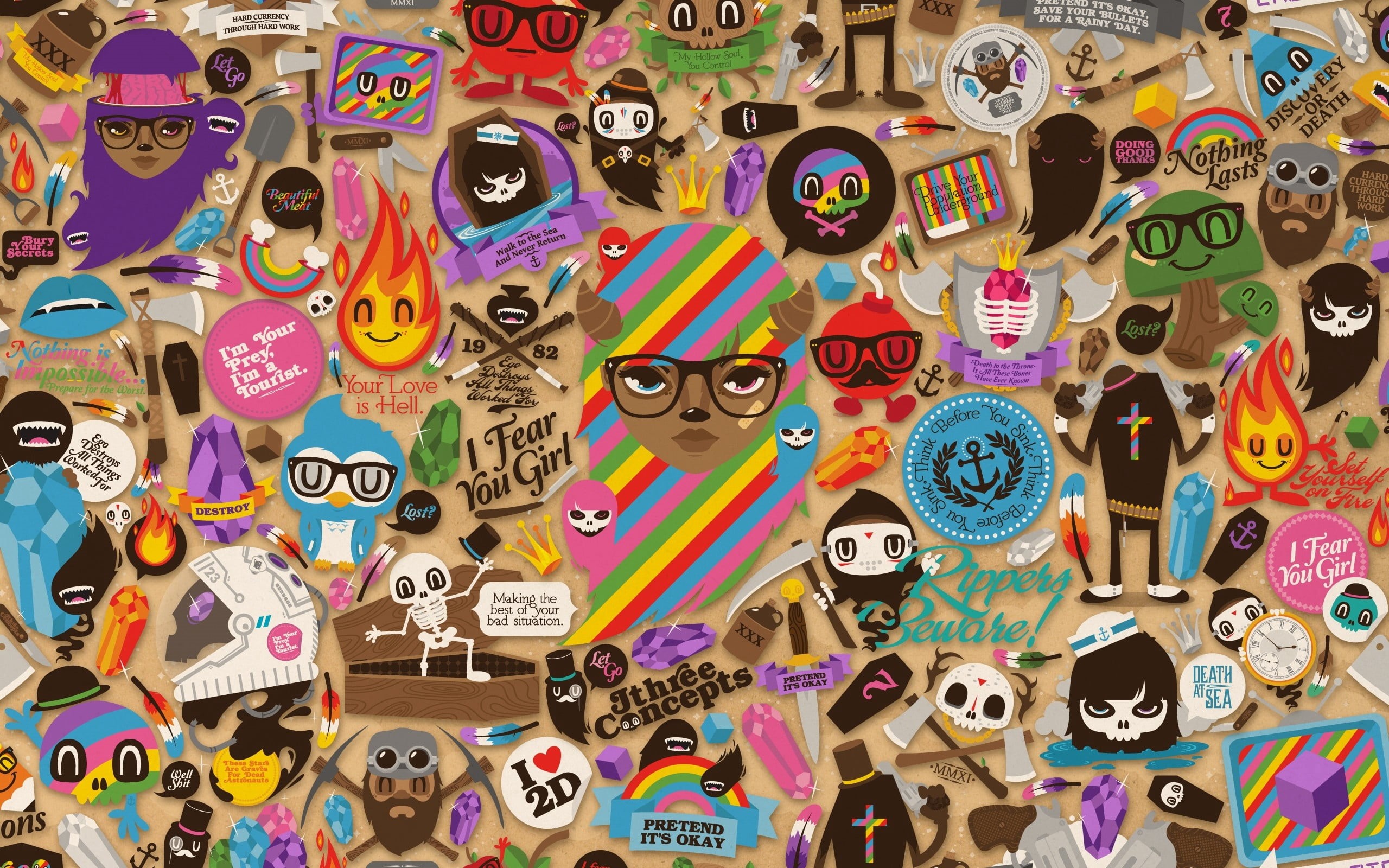 computer Graphic, design, close-up, art, party - Social Event, human representation, no people, cute, creativity, large group of objects, full frame, HD Wallpaper