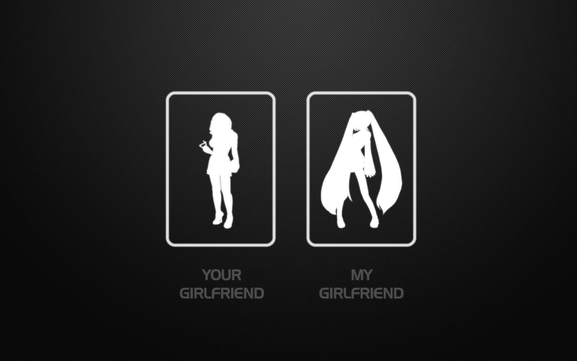 funny, meme, 1080P, sign, hatsune miku, girlfriend, 1920x1200, comparison, vocaloid, HD Wallpaper