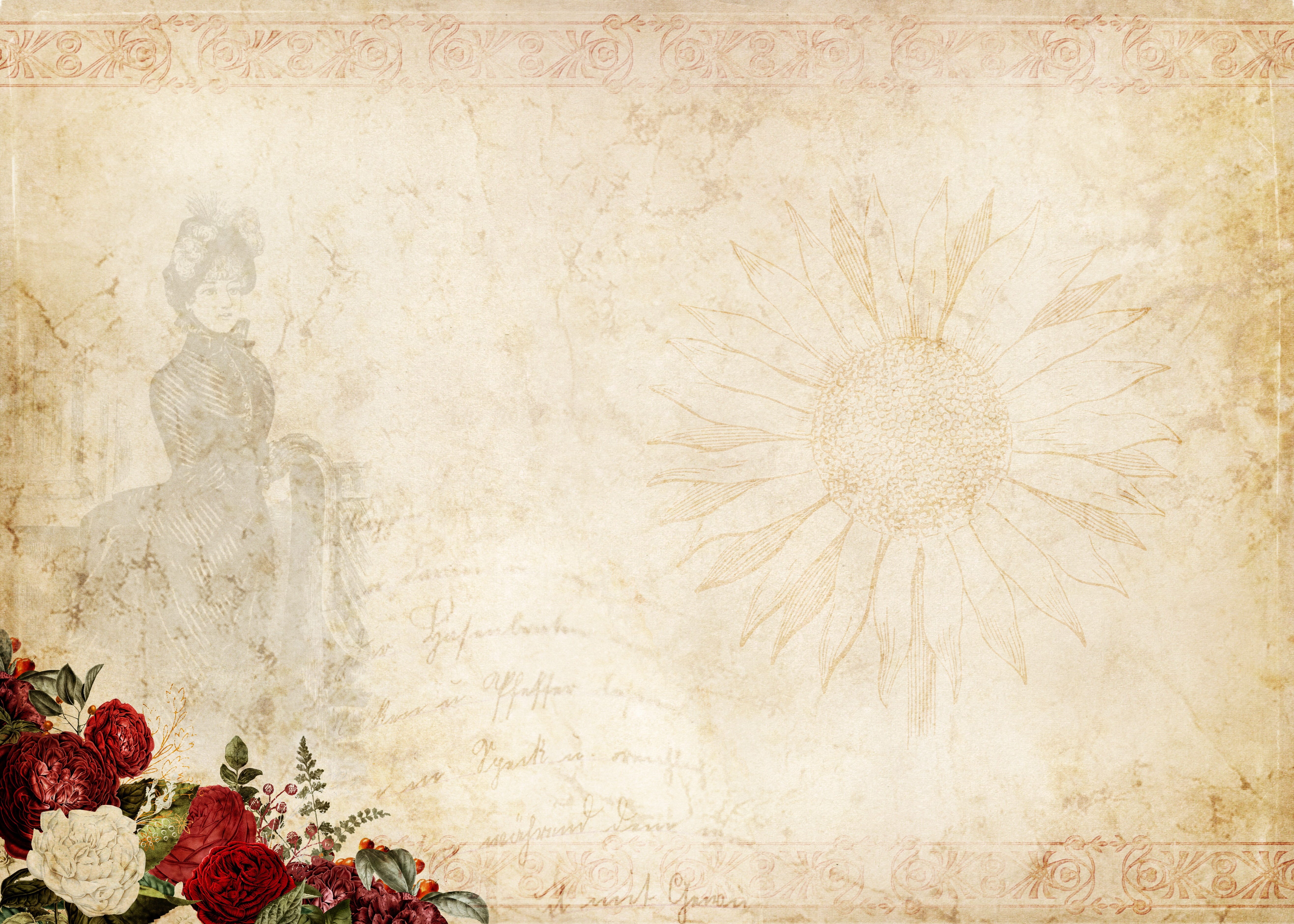 copy space, no people, background image, symbolic, dress, lady, old, shabby, love, art and craft, history, floral pattern, color, flowering plant, paper, HD Wallpaper