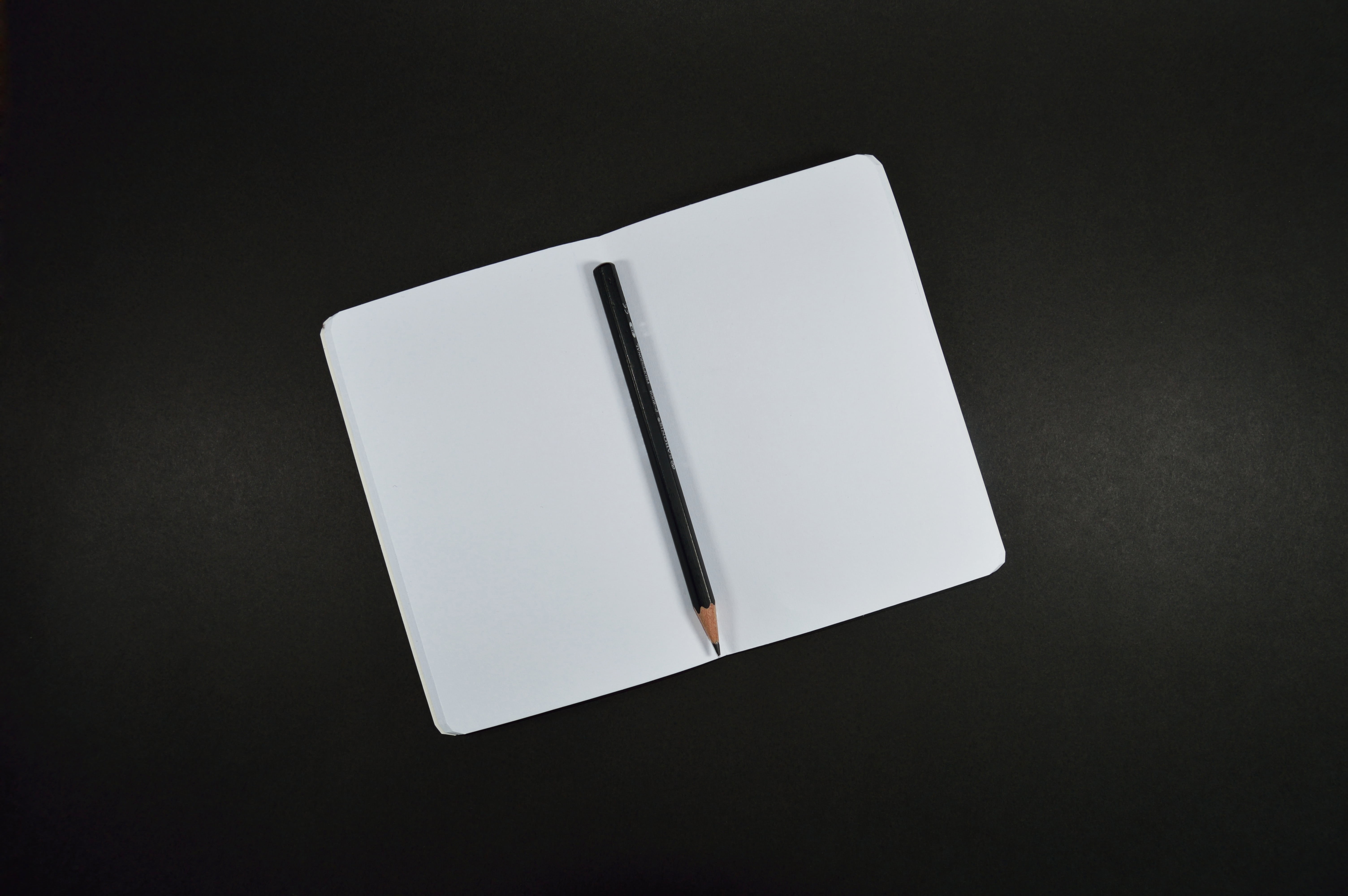 office, copy space, desk, writing, indoors, black background, message, close-up, simplicity, studio shot, notebook, document, single object, 5K, high angle view, HD Wallpaper