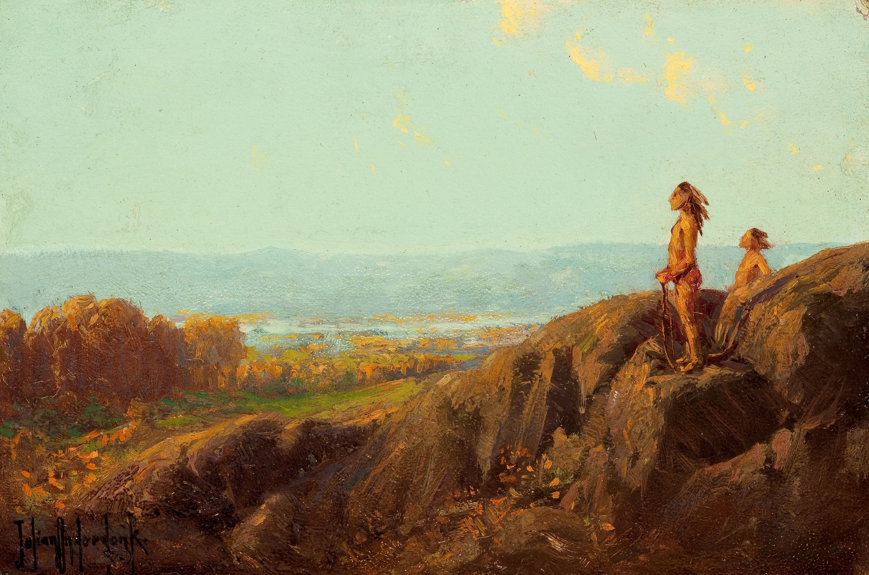 Julian Onderdonk, classic art, adult, solid, rock - object, landscape, tranquility, real people, plant, people, rock, leisure activity, sky, land, day, HD Wallpaper