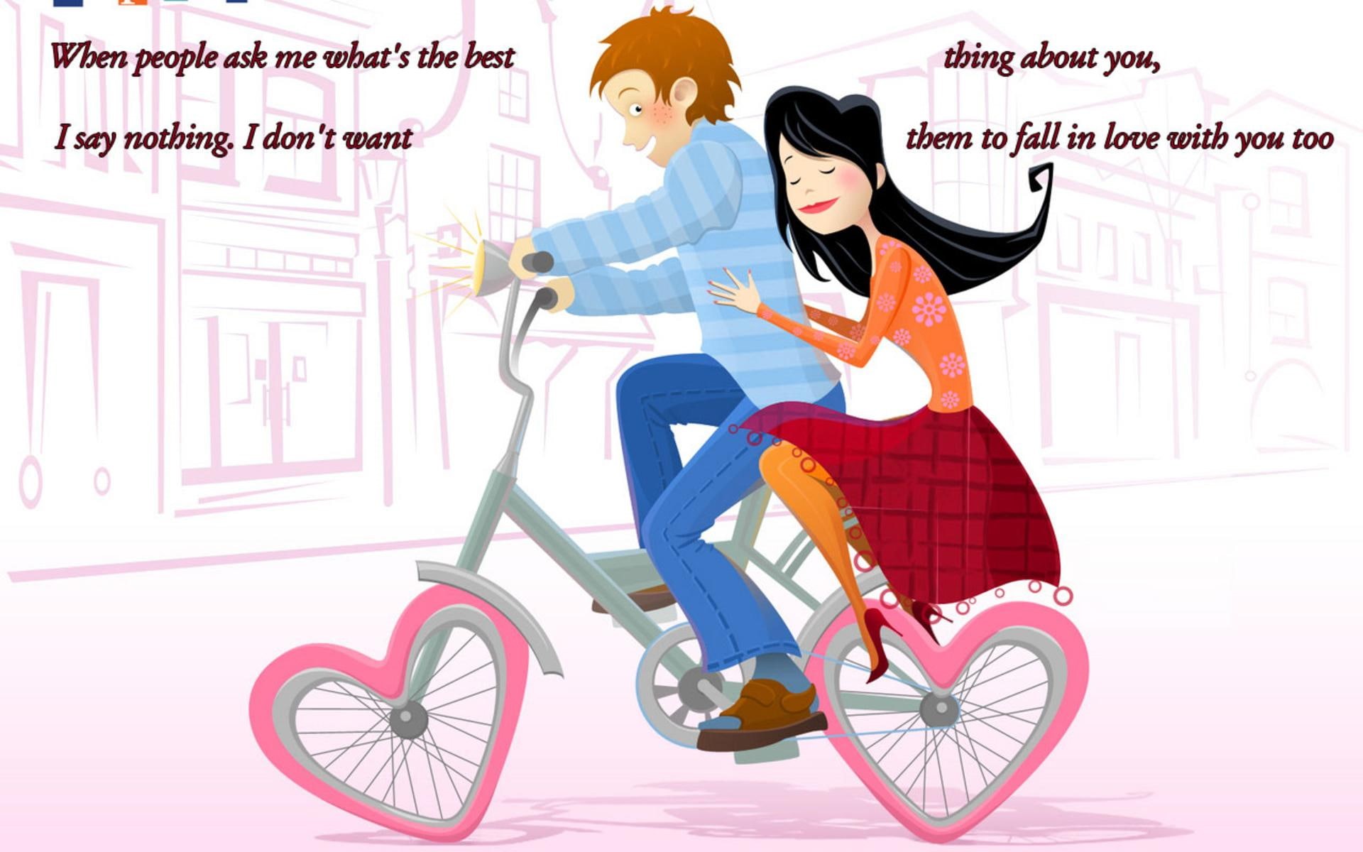 love, funny, couple, cute, cartoon, sweet, 1080P, HD Wallpaper