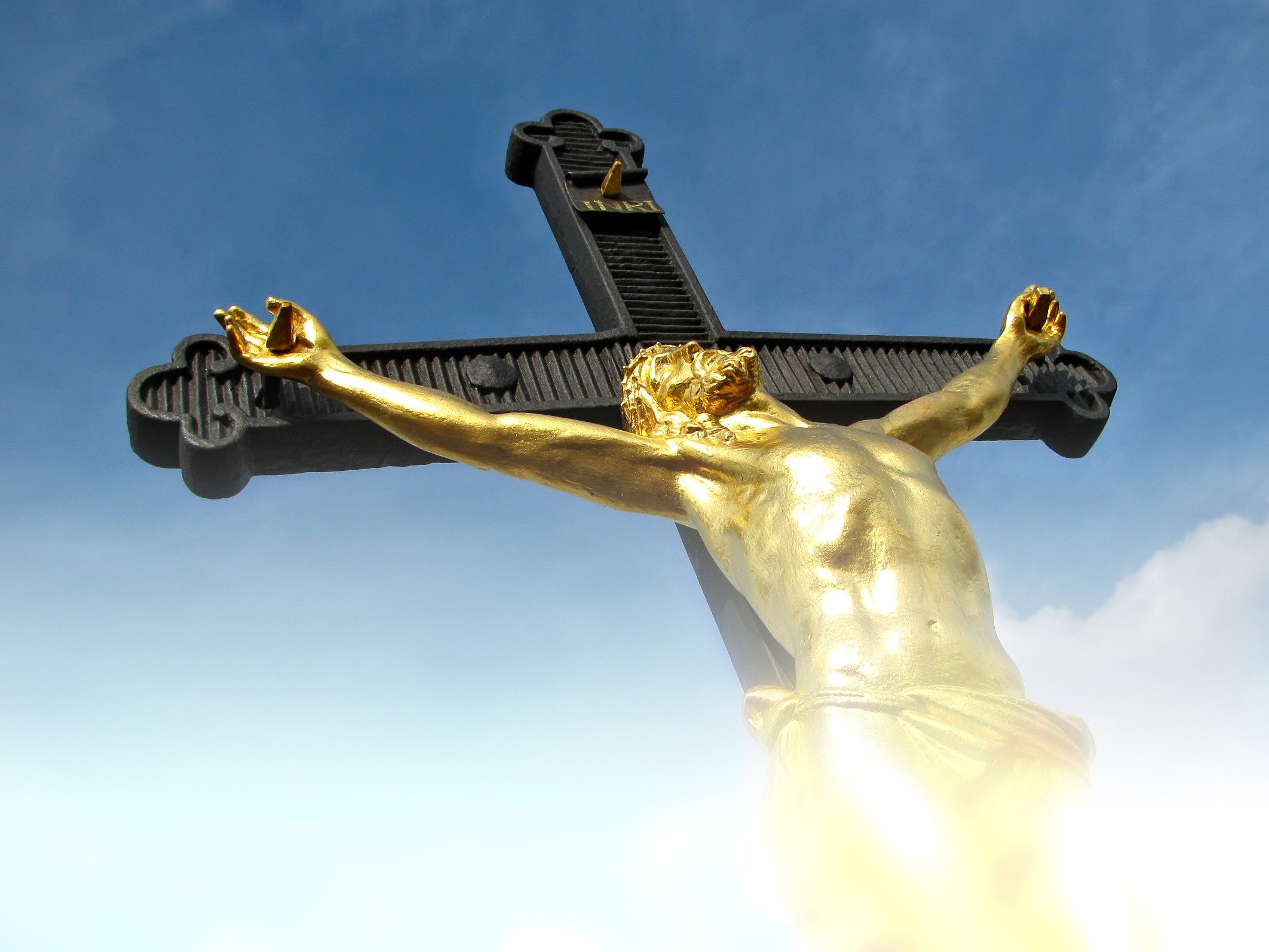 jesus, creativity, belief, sunlight, christianity, musical instrument, death, cross, christian symbol, representation, catholicism, music, peace, brass, HD Wallpaper