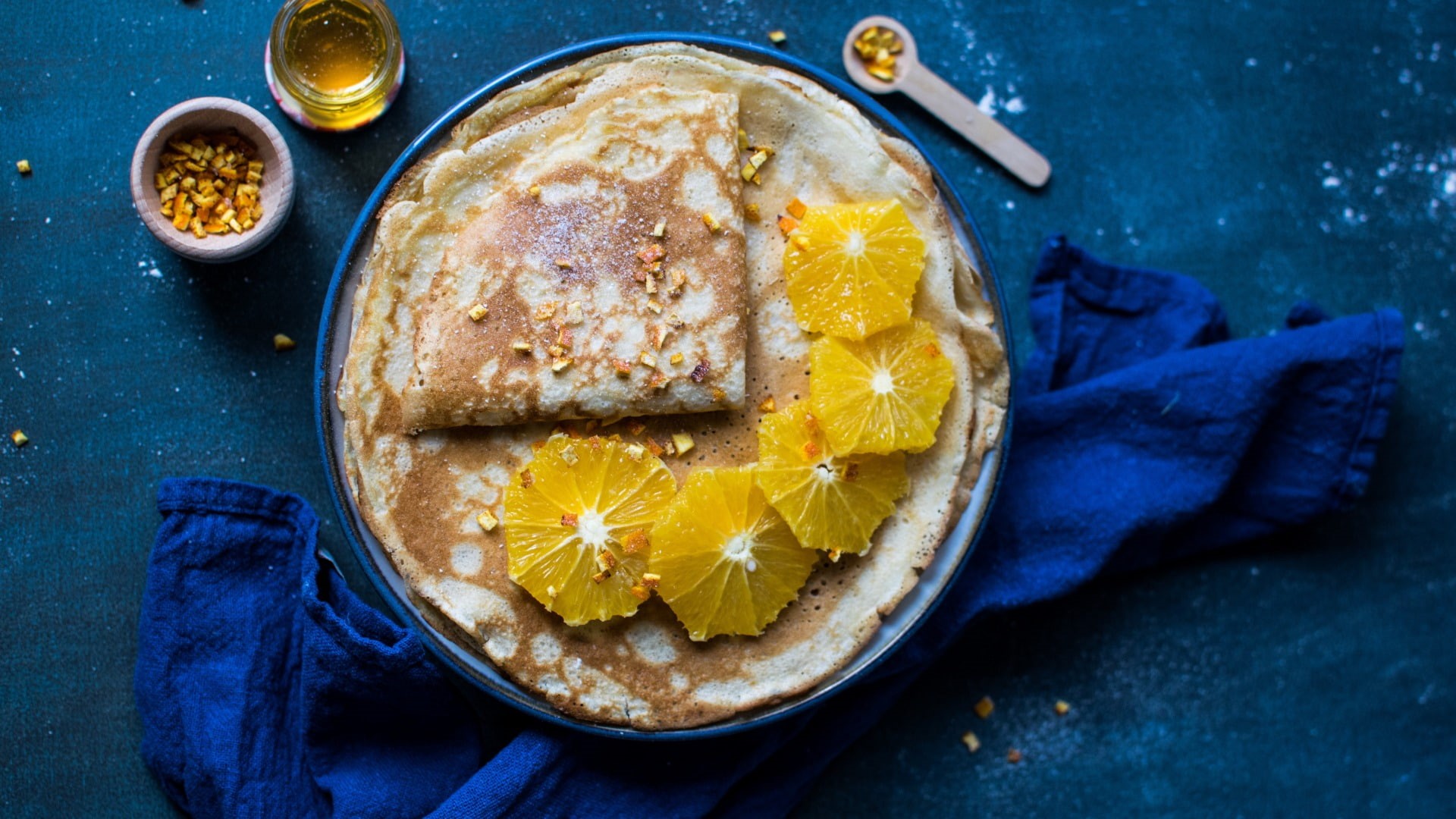 pancakes, 1080P, food, blue, HD Wallpaper