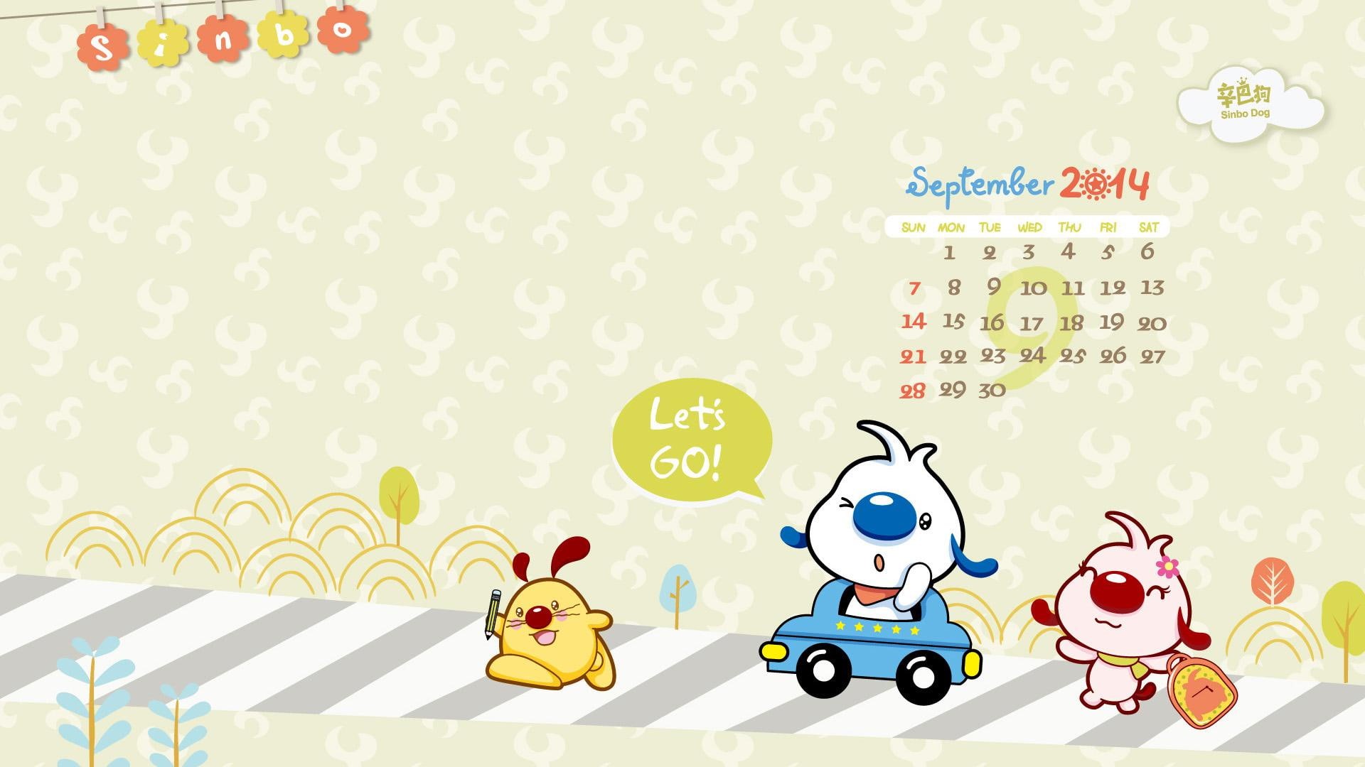 dog, calendar, 1080P, 2014, september, simba, HD Wallpaper