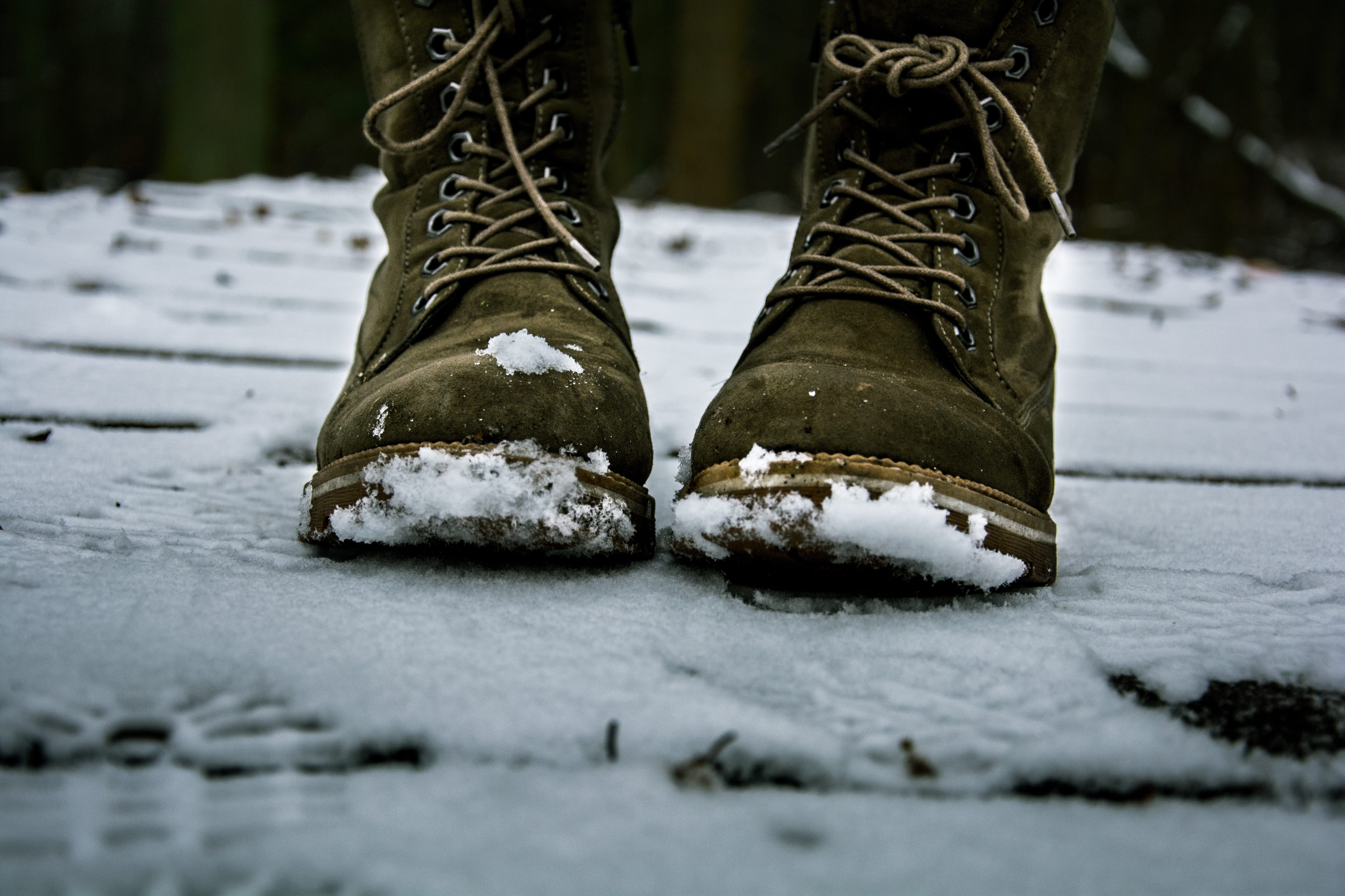 low section, focus, human body part, nature, season, boots, ice, work, exploration, hike, walk, human foot, suede, day, selective, one person, shoe, photography, HD Wallpaper