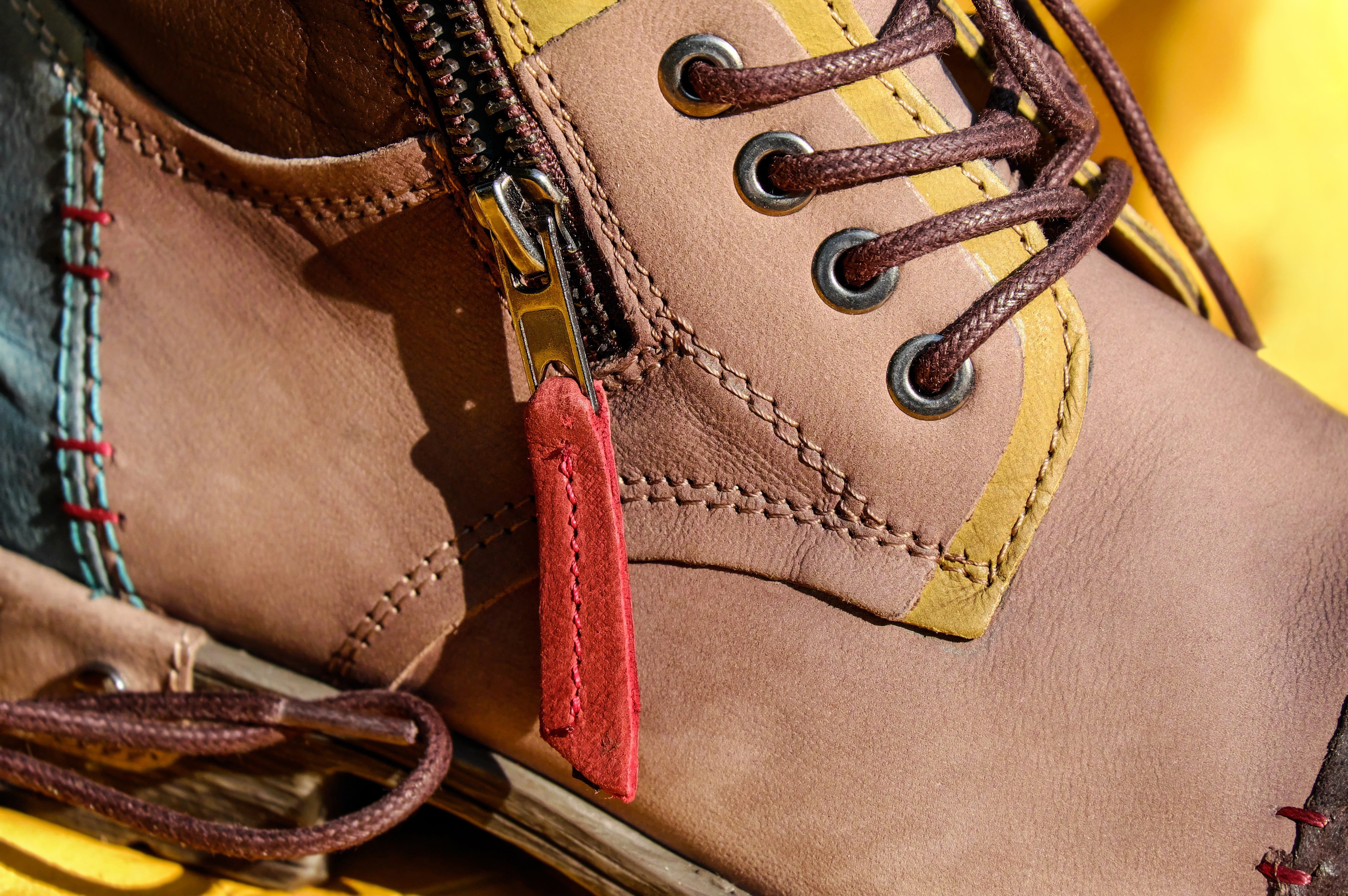 leather, 4K, arts culture and entertainment, pusher, indoors, zip, close-up, studio shot, brown, string, winter boot, bag, no people, string instrument, HD Wallpaper