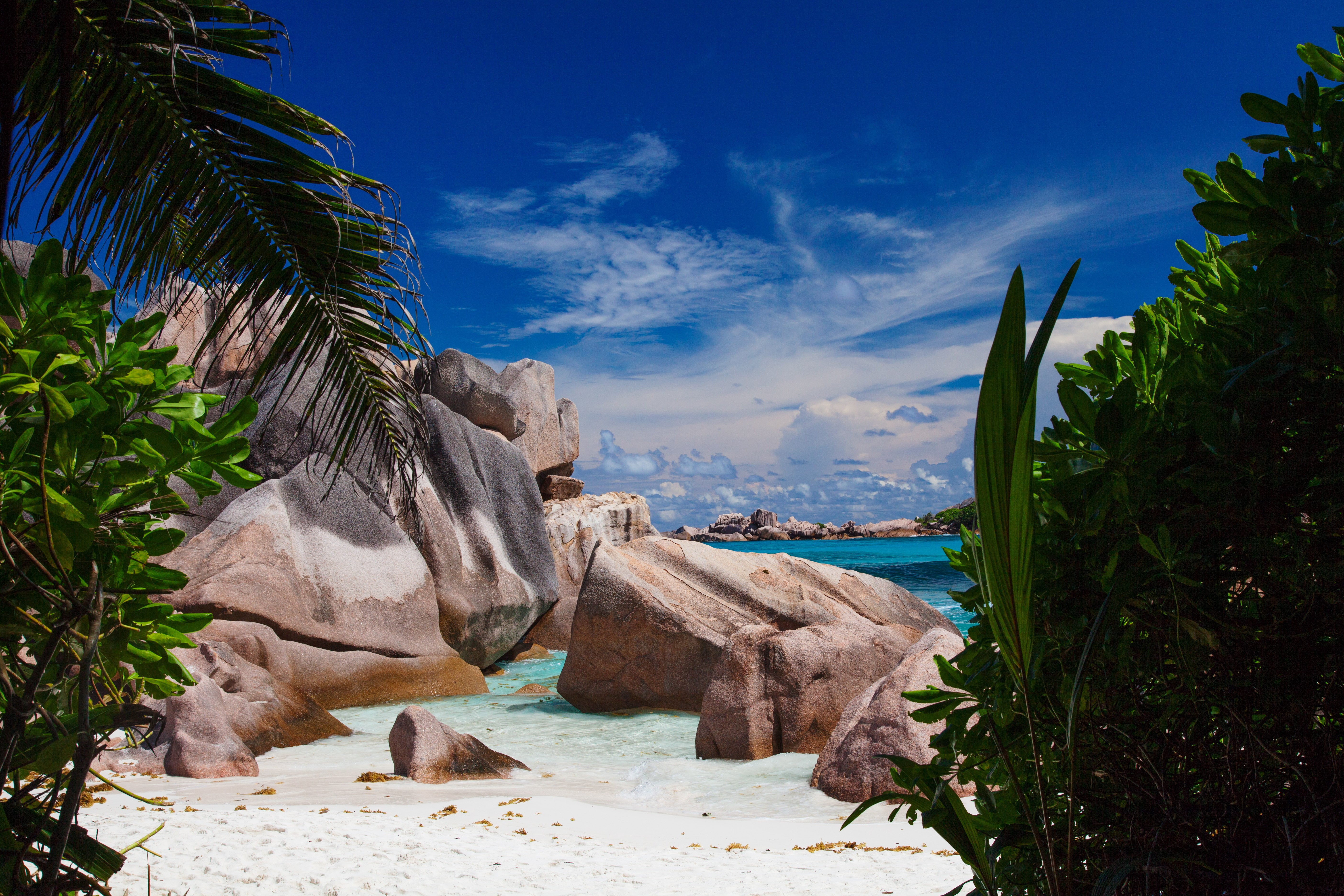 sand, sea, vacations, travel, seascape, scenics, landscape, coastline, relaxation, daytime, sky, beige, tourism, la, blue, Cocos, 5K, water, idyllic, outdoors, HD Wallpaper