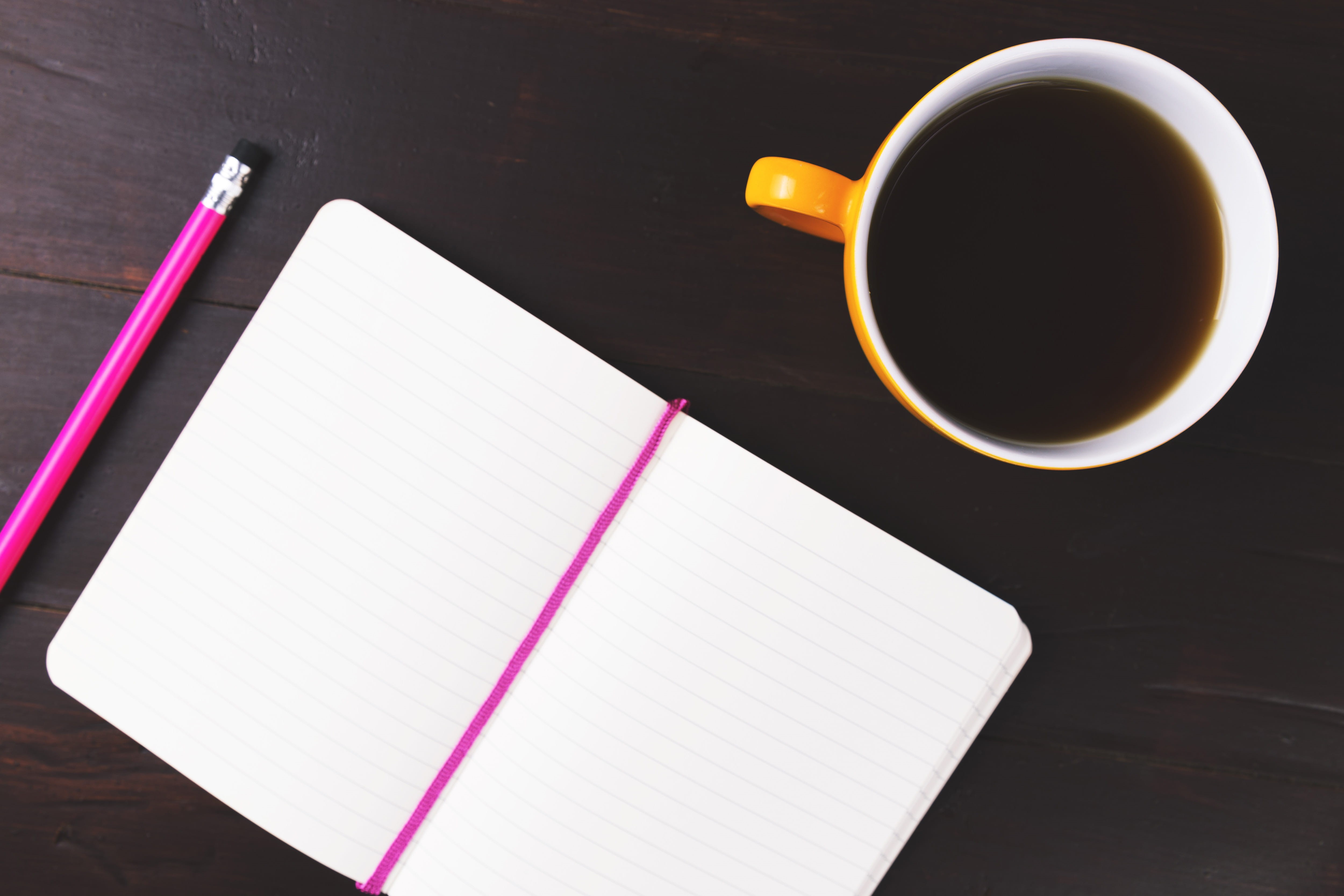 indoors, pencils, 4K, refreshment, black coffee, food and drink, school, still life, coffee - Drink, study, paper, blank, pen, education, design, pencil, HD Wallpaper