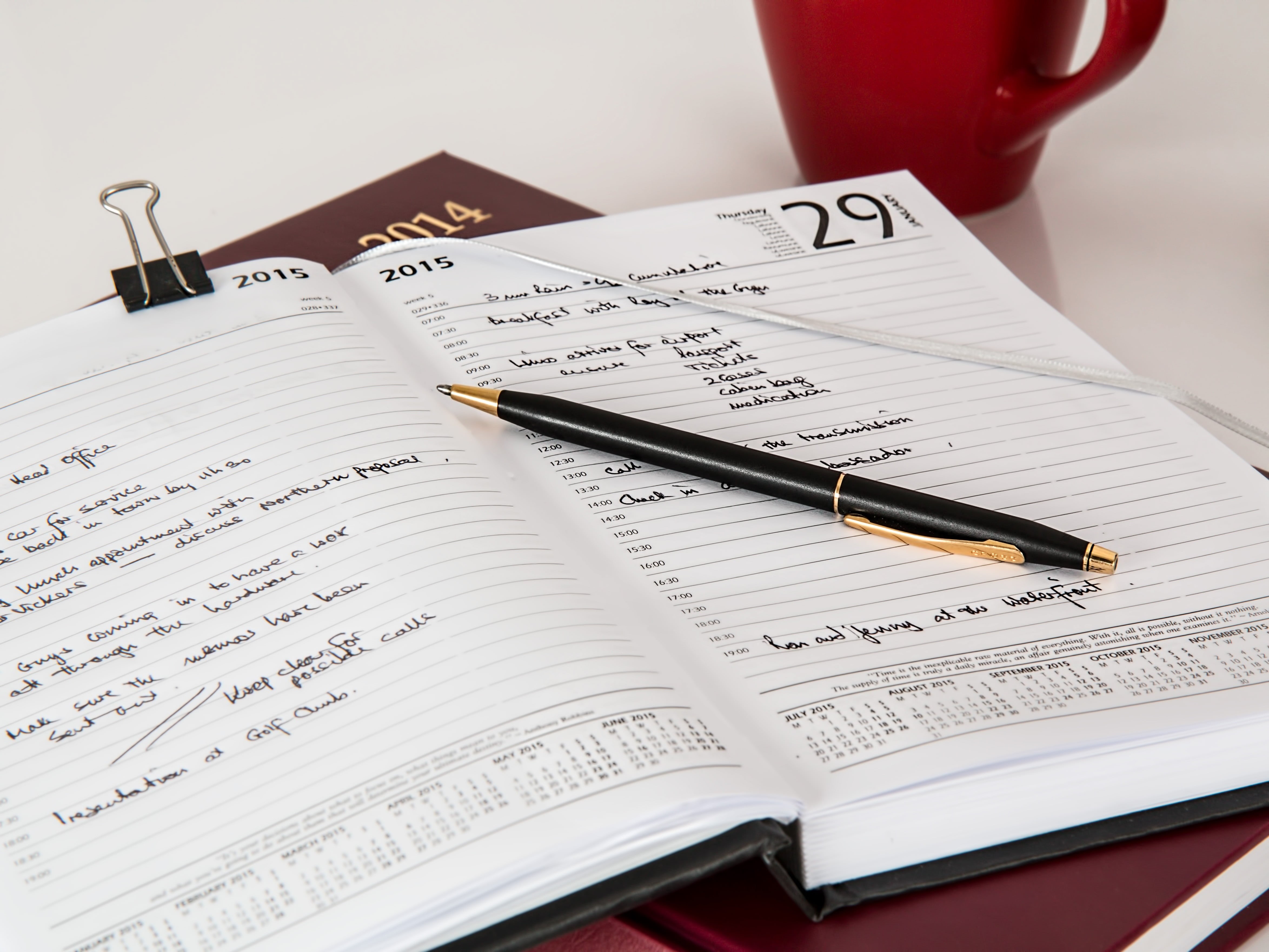 paper, text, close-up, date, 4K, meeting, sheet music, pen, notebook, diary, open, publication, appointment, plan, desk, white, table, schedule, cup, january, HD Wallpaper