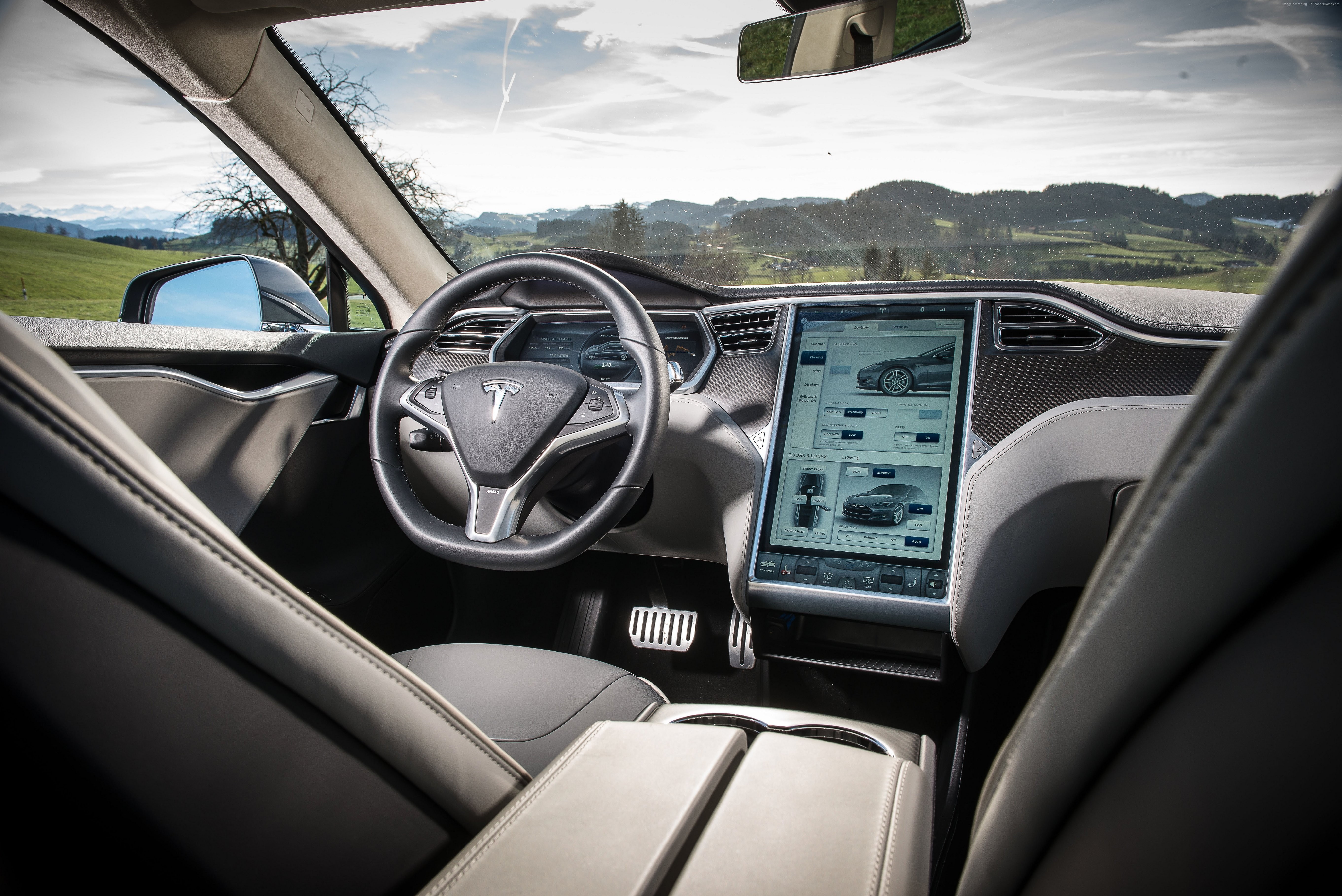 Tesla Model S, review, Tesla Motors, 5K, speed, test drive, interior, electric cars, road, HD Wallpaper