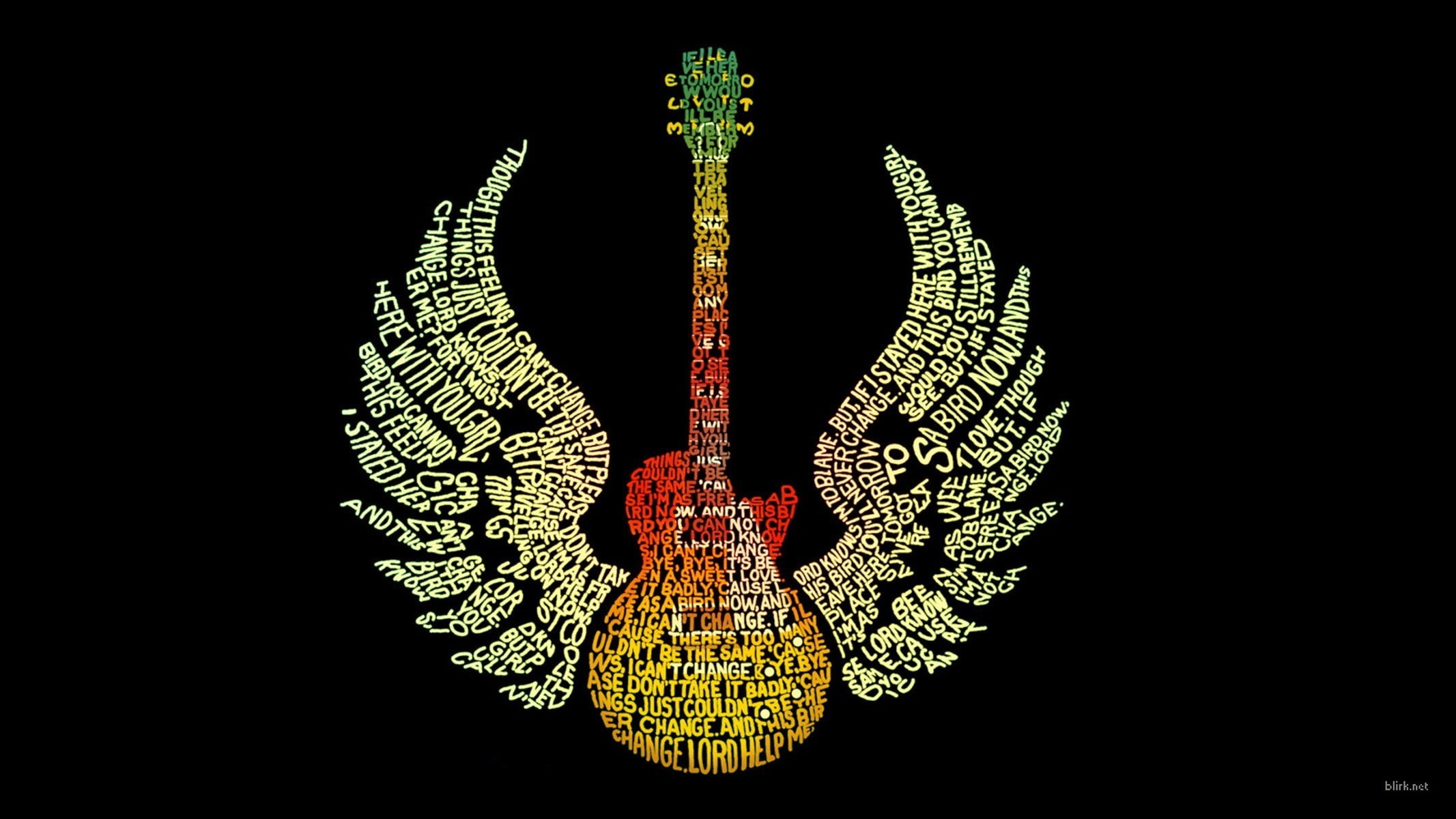 festival, logo, studio shot, guitar, holiday, typography, celebration, close-up, illuminated, black background, night, 1080P, indoors, decoration, art and craft, HD Wallpaper