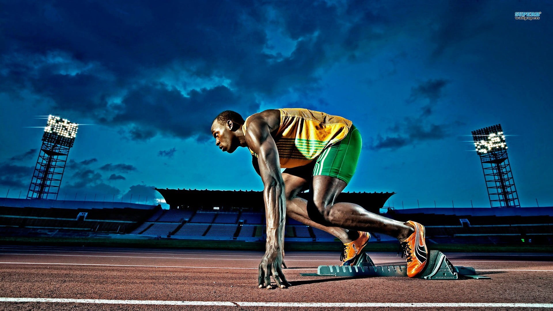 men, running, mens track, one person, sport , concentration, sports clothing, athlete, adult, Usain Bolt, starting line, preparation, sportsman, tracks, HD Wallpaper